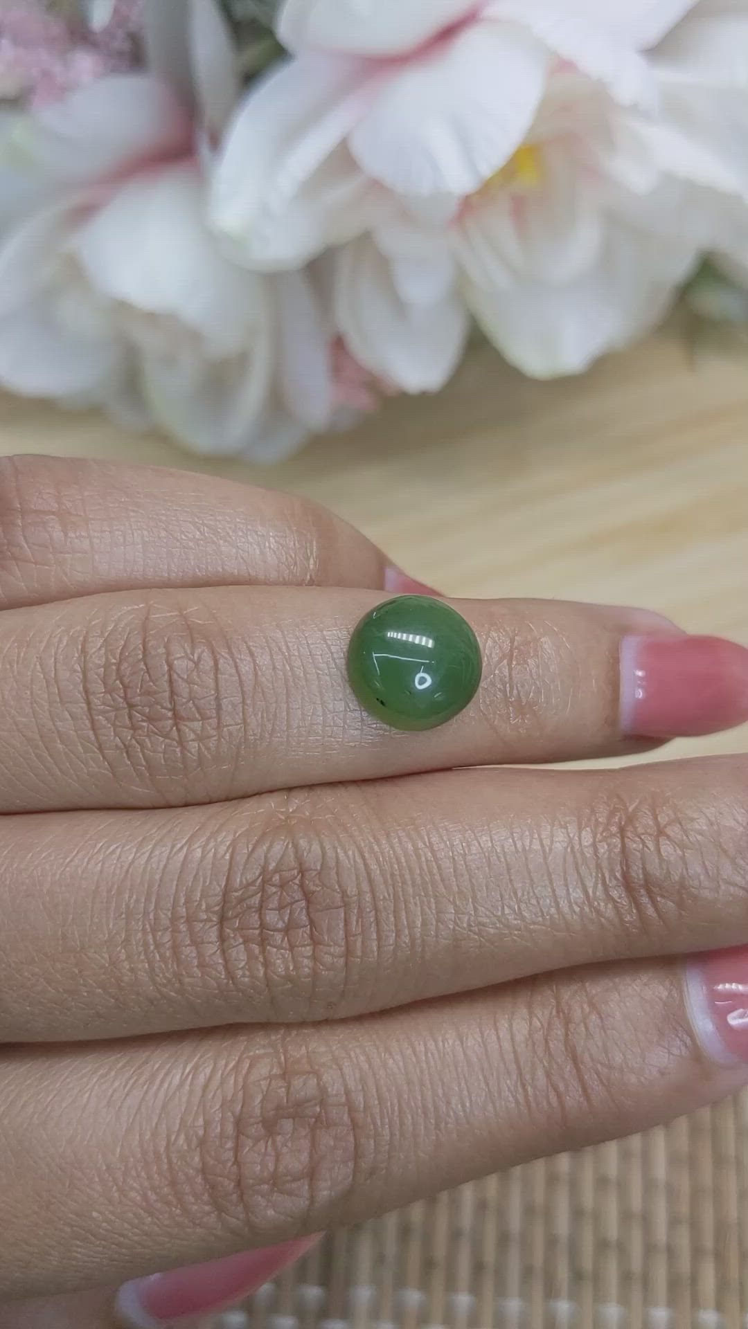 3.53 Ct. Green Cabochon Jade from Burma (Myanmar) Size Video