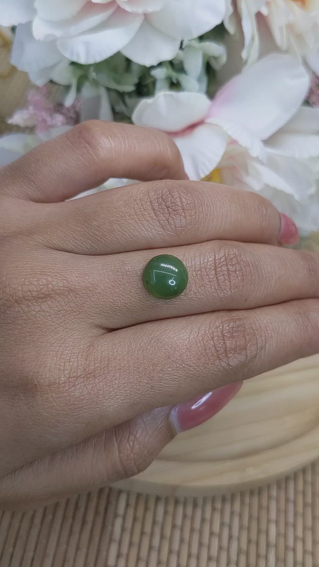 3.53 Ct. Green Cabochon Jade from Burma (Myanmar) Size Video