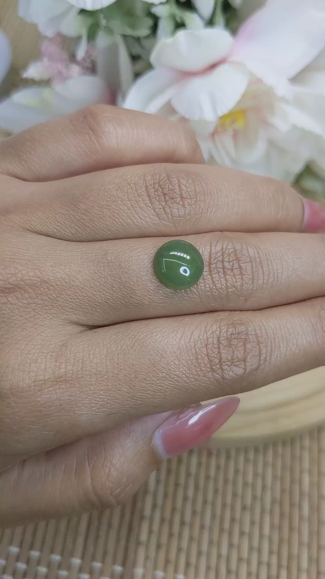 3.33 Ct. Green Cabochon Jade from Burma (Myanmar) Size Video