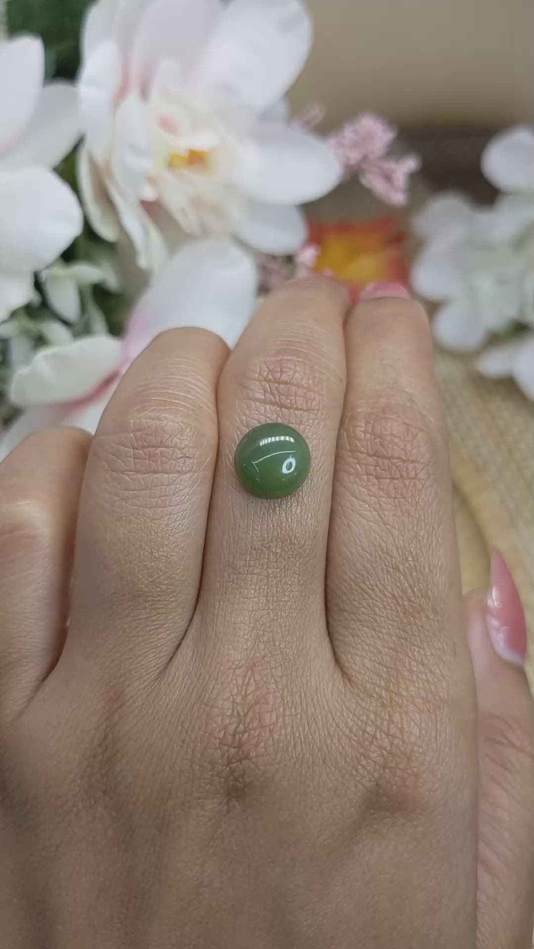 3.33 Ct. Green Cabochon Jade from Burma (Myanmar) Size Video