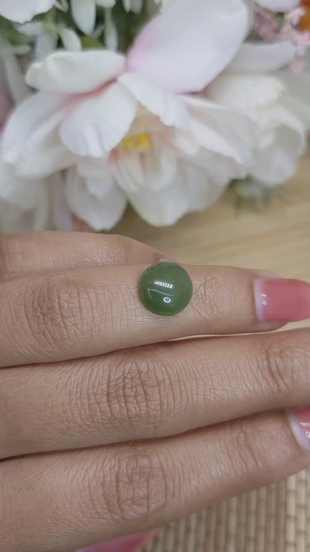 3.33 Ct. Green Cabochon Jade from Burma (Myanmar) Size Video
