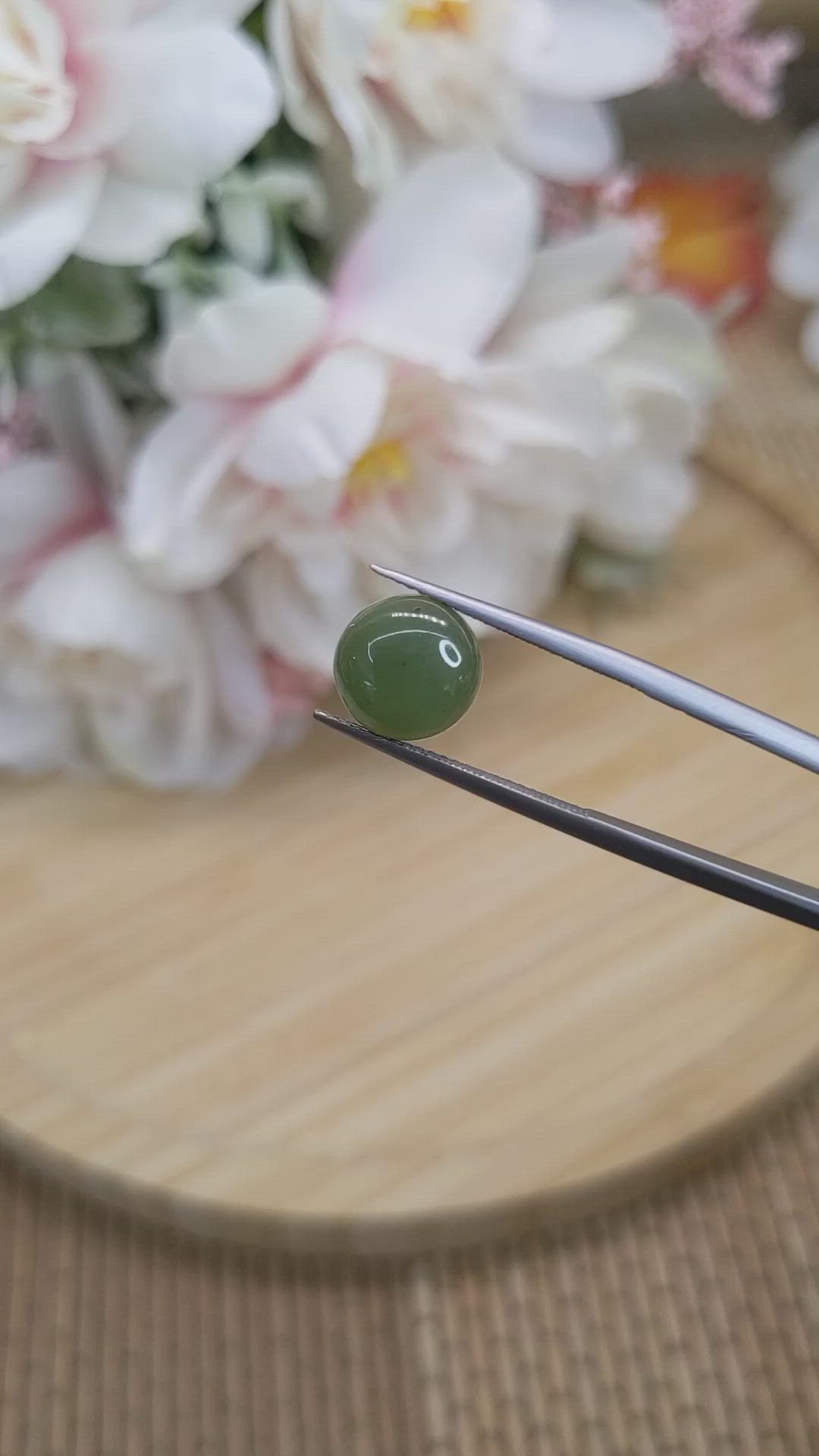 3.33 Ct. Green Cabochon Jade from Burma (Myanmar) Size Video
