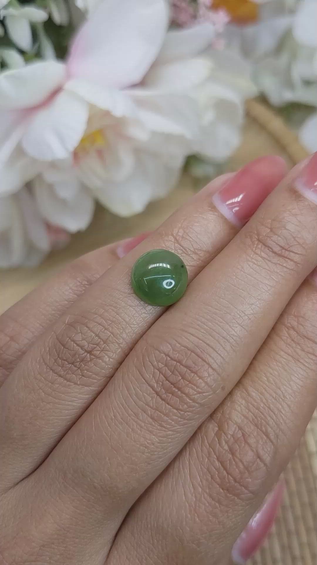 3.78 Ct. Green Cabochon Jade from Burma (Myanmar) Size Video