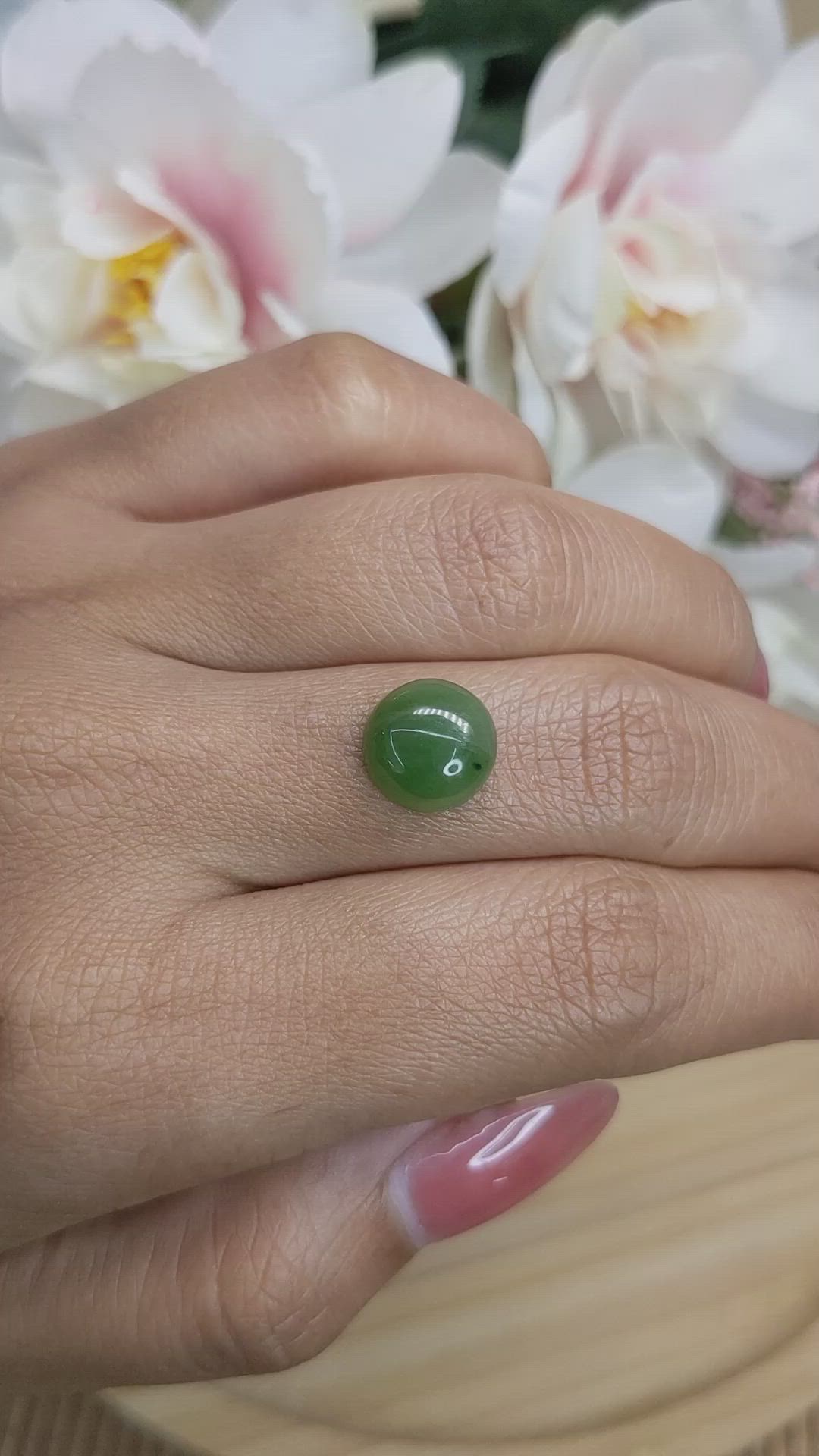 3.78 Ct. Green Cabochon Jade from Burma (Myanmar) Size Video