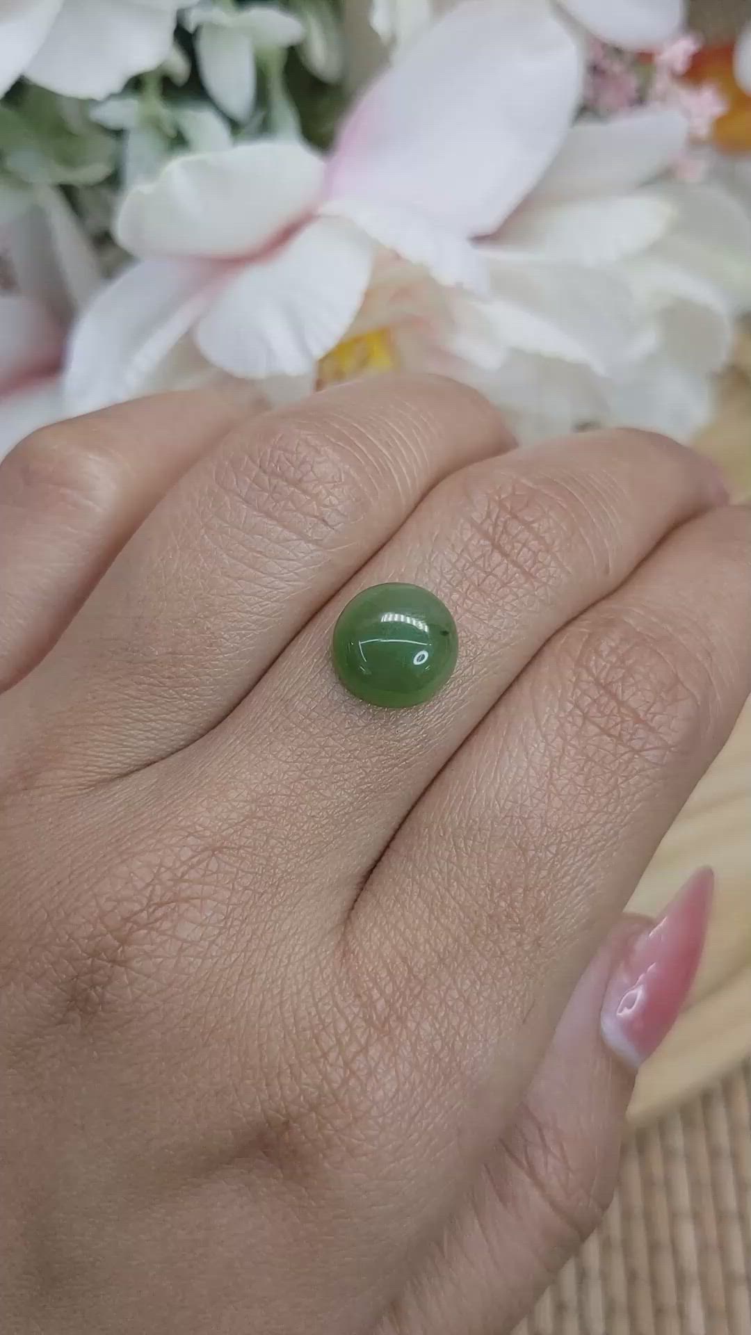 3.78 Ct. Green Cabochon Jade from Burma (Myanmar) Size Video