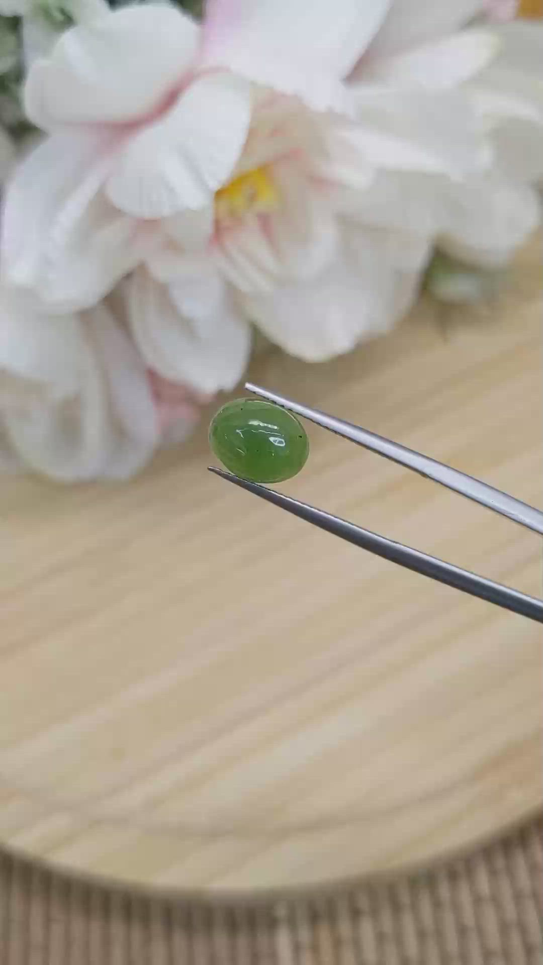 2.75 Ct. Green Cabochon Jade from Burma (Myanmar) Size Video