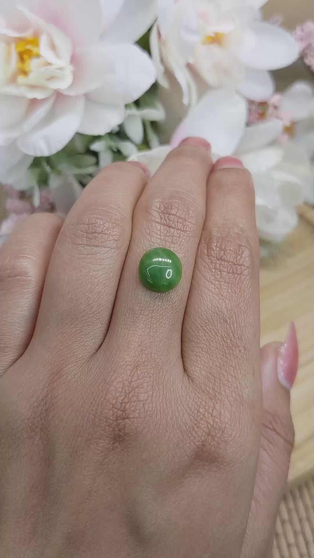 3.31 Ct. Green Cabochon Jade from Burma (Myanmar) Size Video