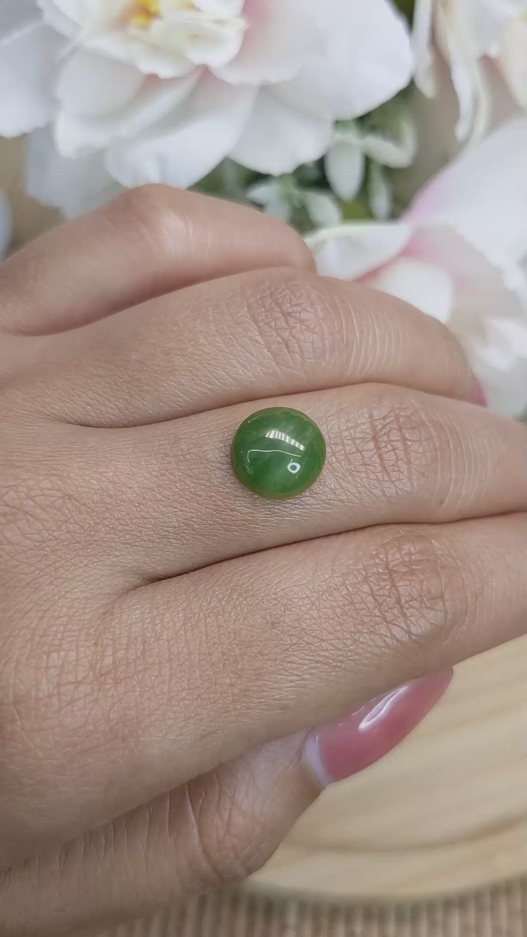 3.31 Ct. Green Cabochon Jade from Burma (Myanmar) Size Video