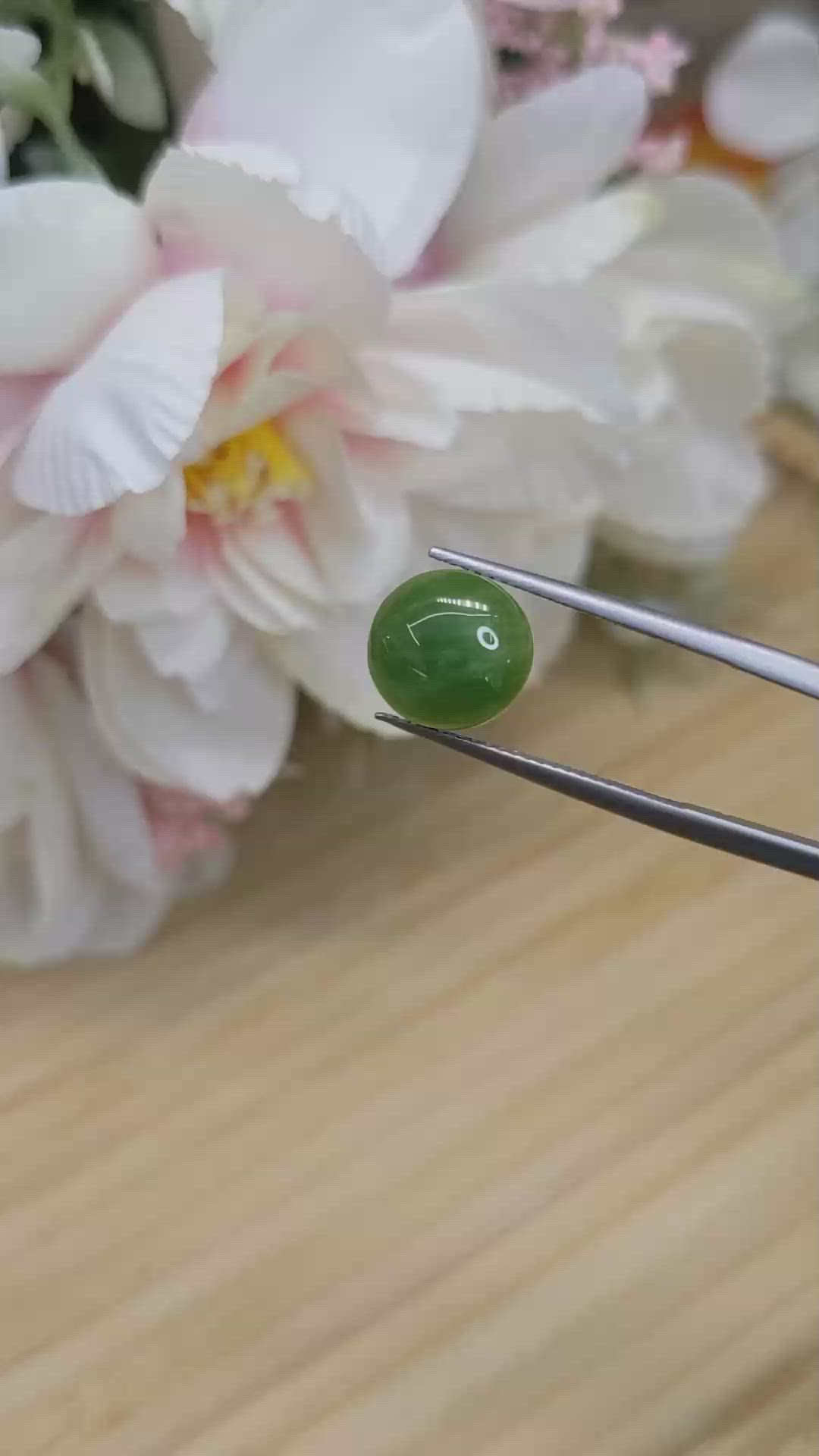 3.31 Ct. Green Cabochon Jade from Burma (Myanmar) Size Video