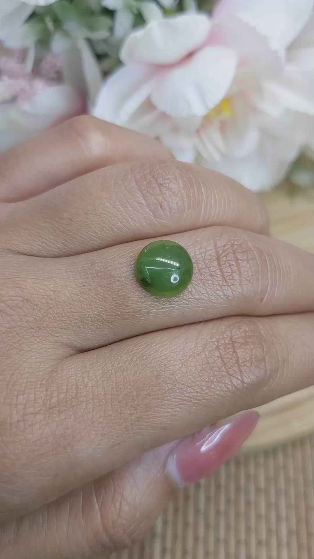 3.27 Ct. Green Cabochon Jade from Burma (Myanmar) Size Video