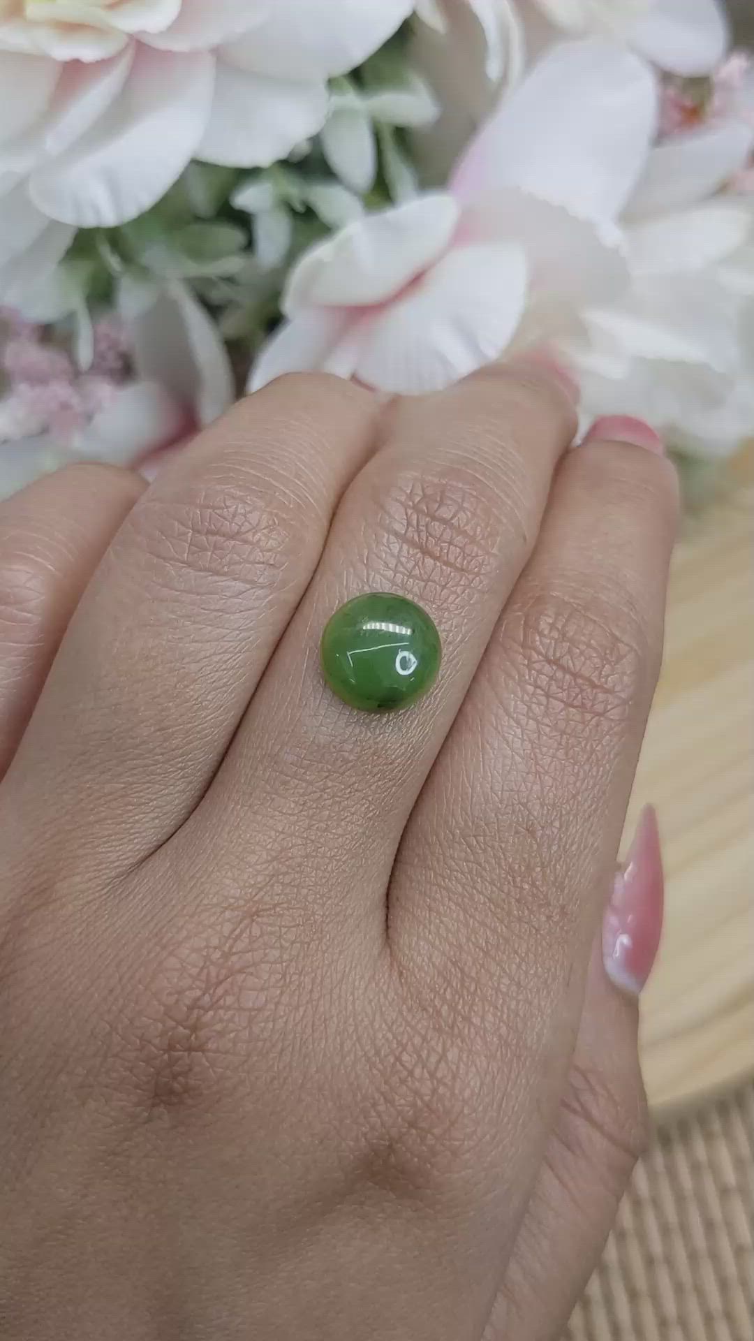 3.27 Ct. Green Cabochon Jade from Burma (Myanmar) Size Video