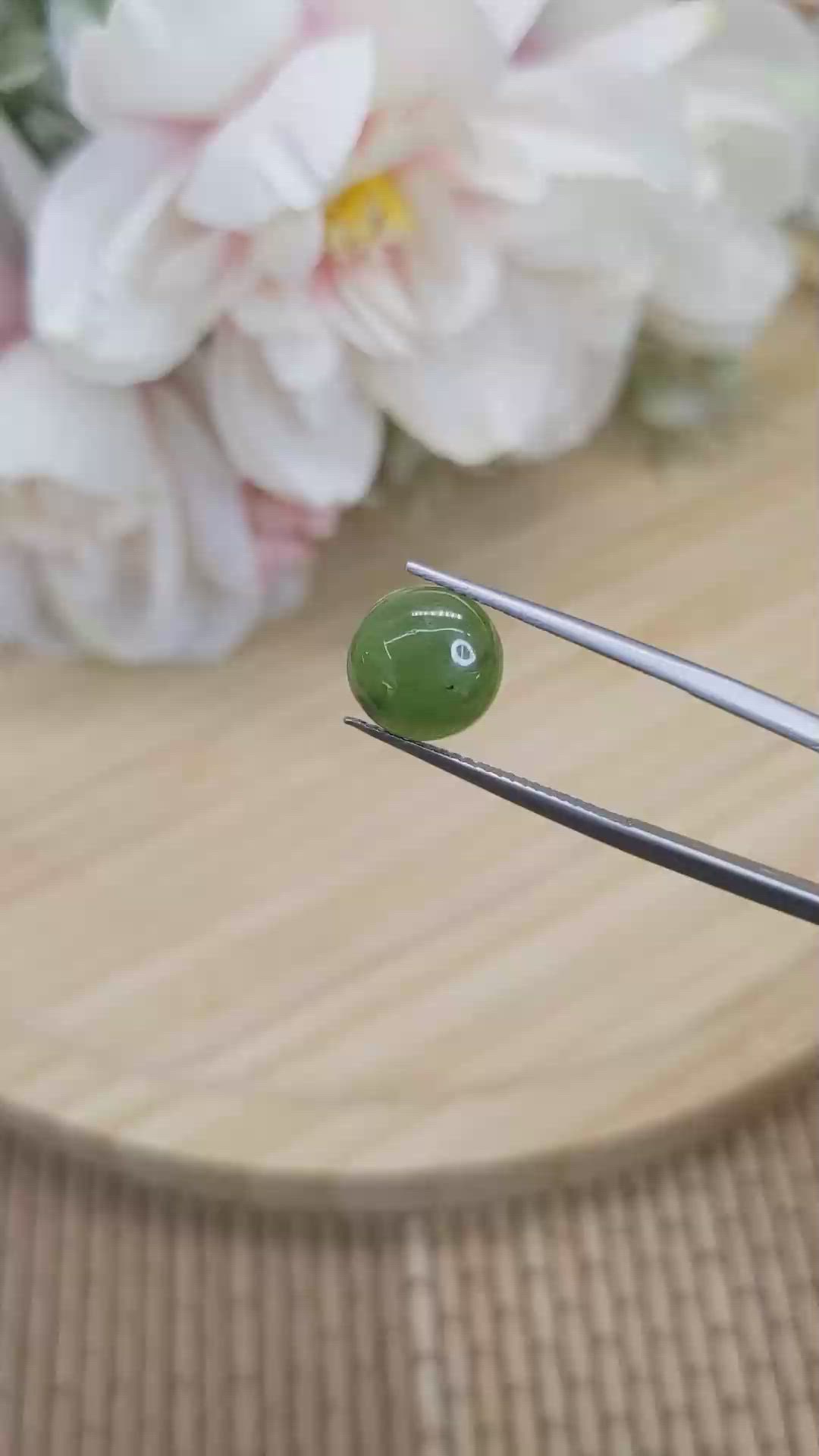 3.27 Ct. Green Cabochon Jade from Burma (Myanmar) Size Video