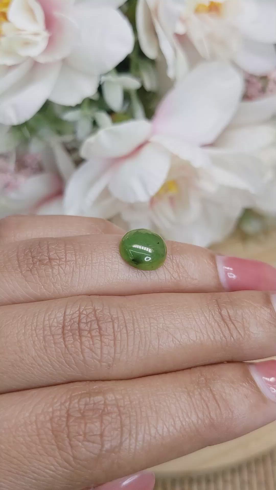 3.27 Ct. Green Cabochon Jade from Burma (Myanmar) Size Video