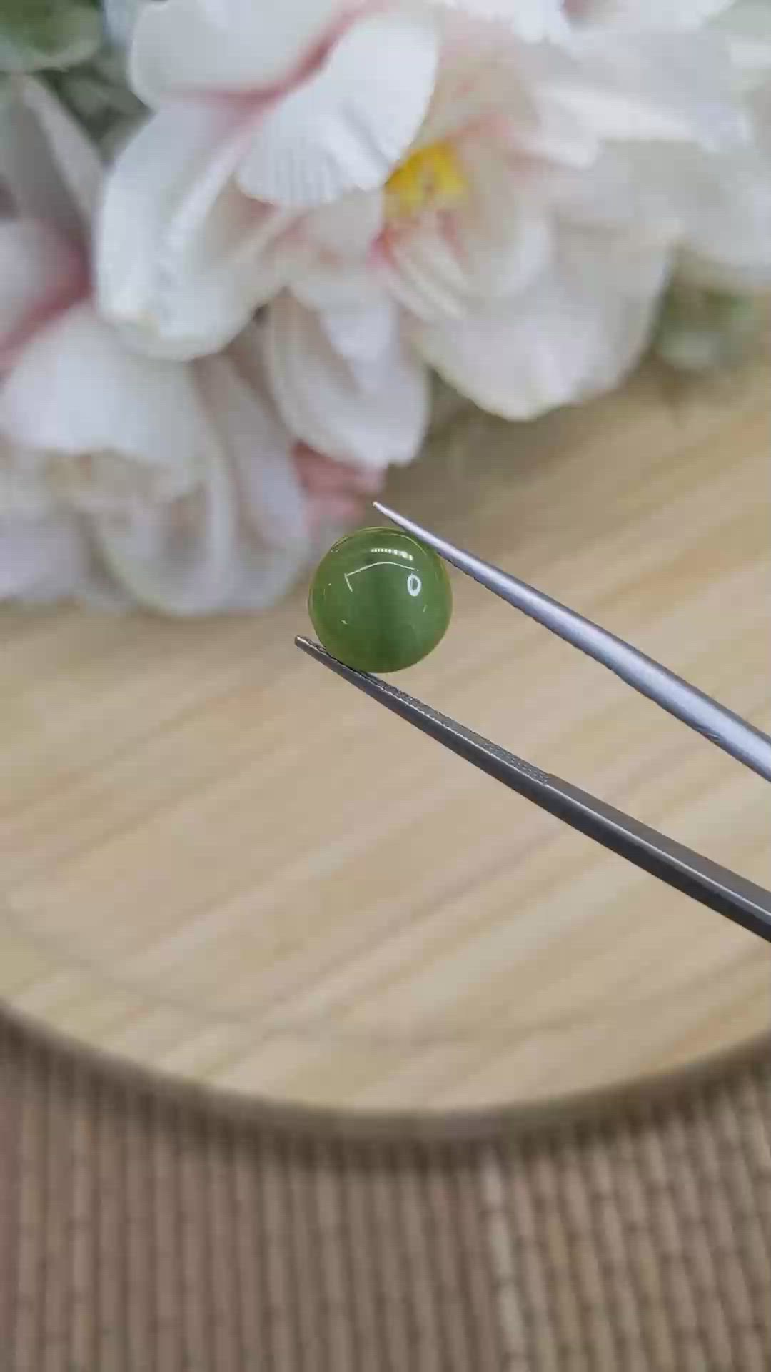 2.97 Ct. Green Cabochon Jade from Burma (Myanmar) Size Video