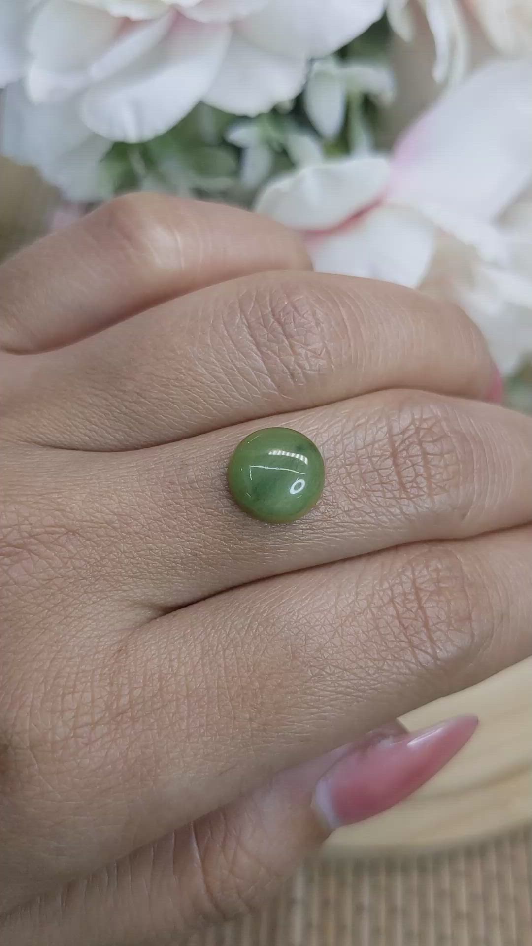 2.97 Ct. Green Cabochon Jade from Burma (Myanmar) Size Video
