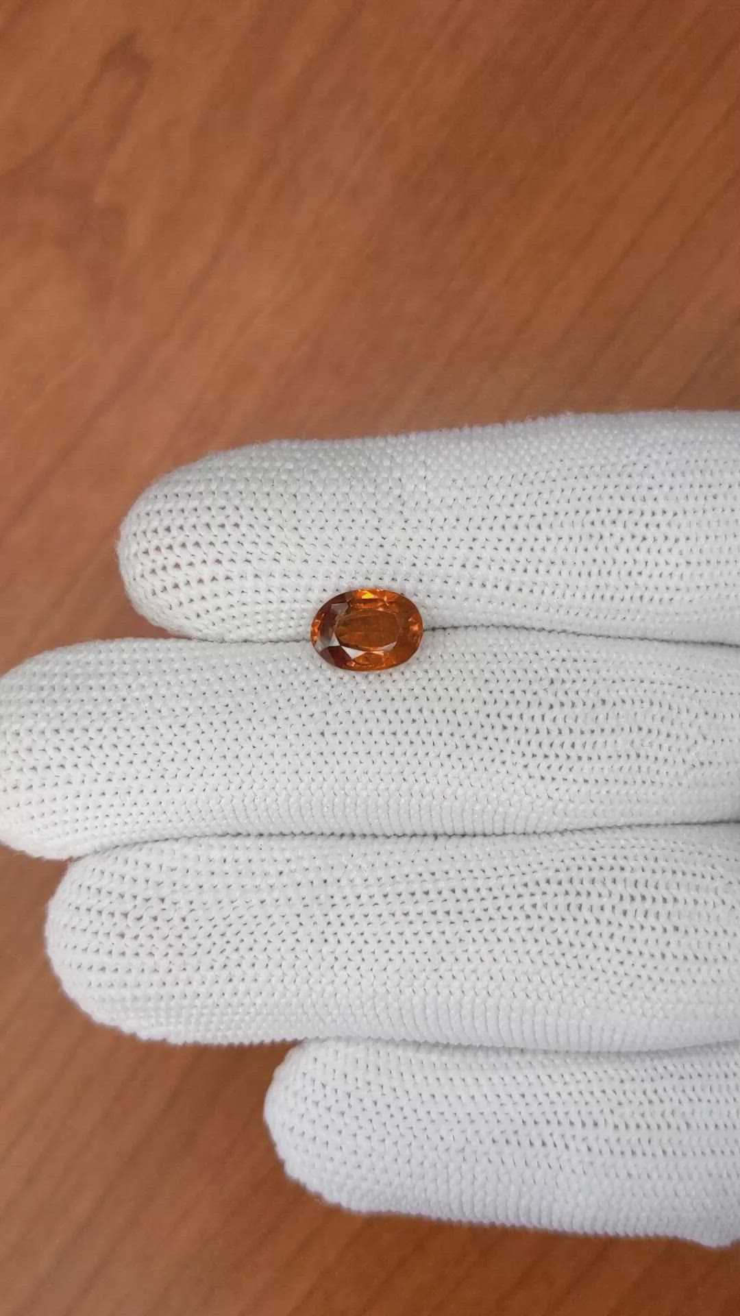 2.14 Ct. Orange Hessonite Garnet from Madagascar Size Video
