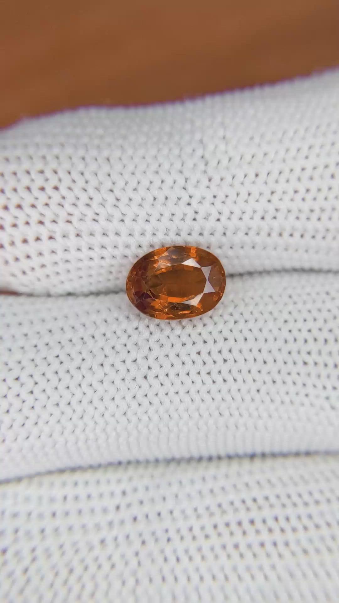 2.14 Ct. Orange Hessonite Garnet from Madagascar Size Video