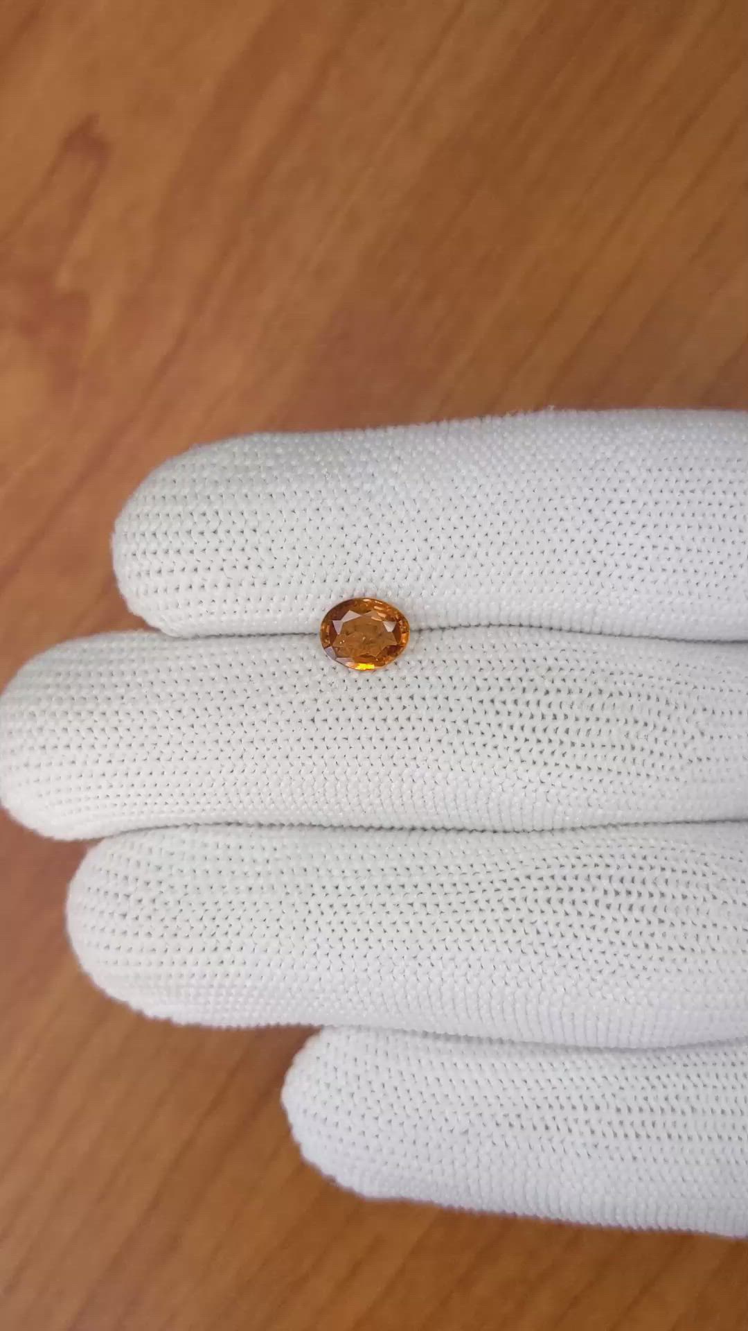1.15 Ct. Orange Hessonite Garnet from Madagascar Size Video