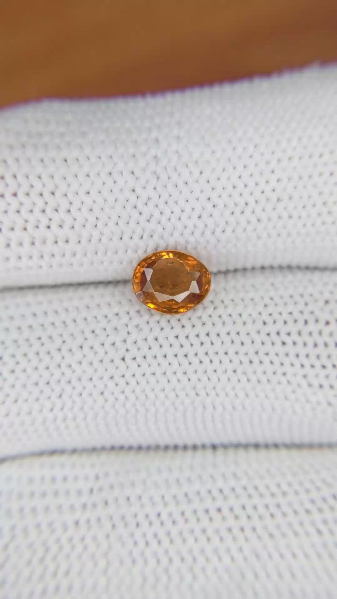 1.15 Ct. Orange Hessonite Garnet from Madagascar Size Video