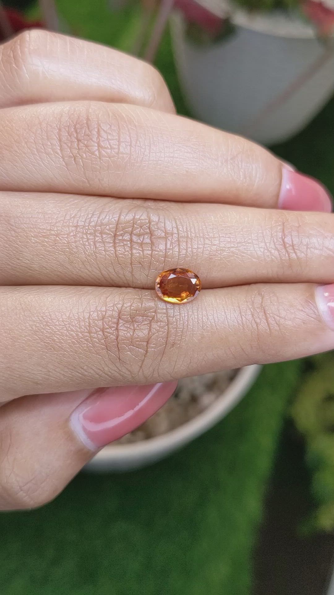 1.33 Ct. Orange Hessonite Garnet from Madagascar Size Video