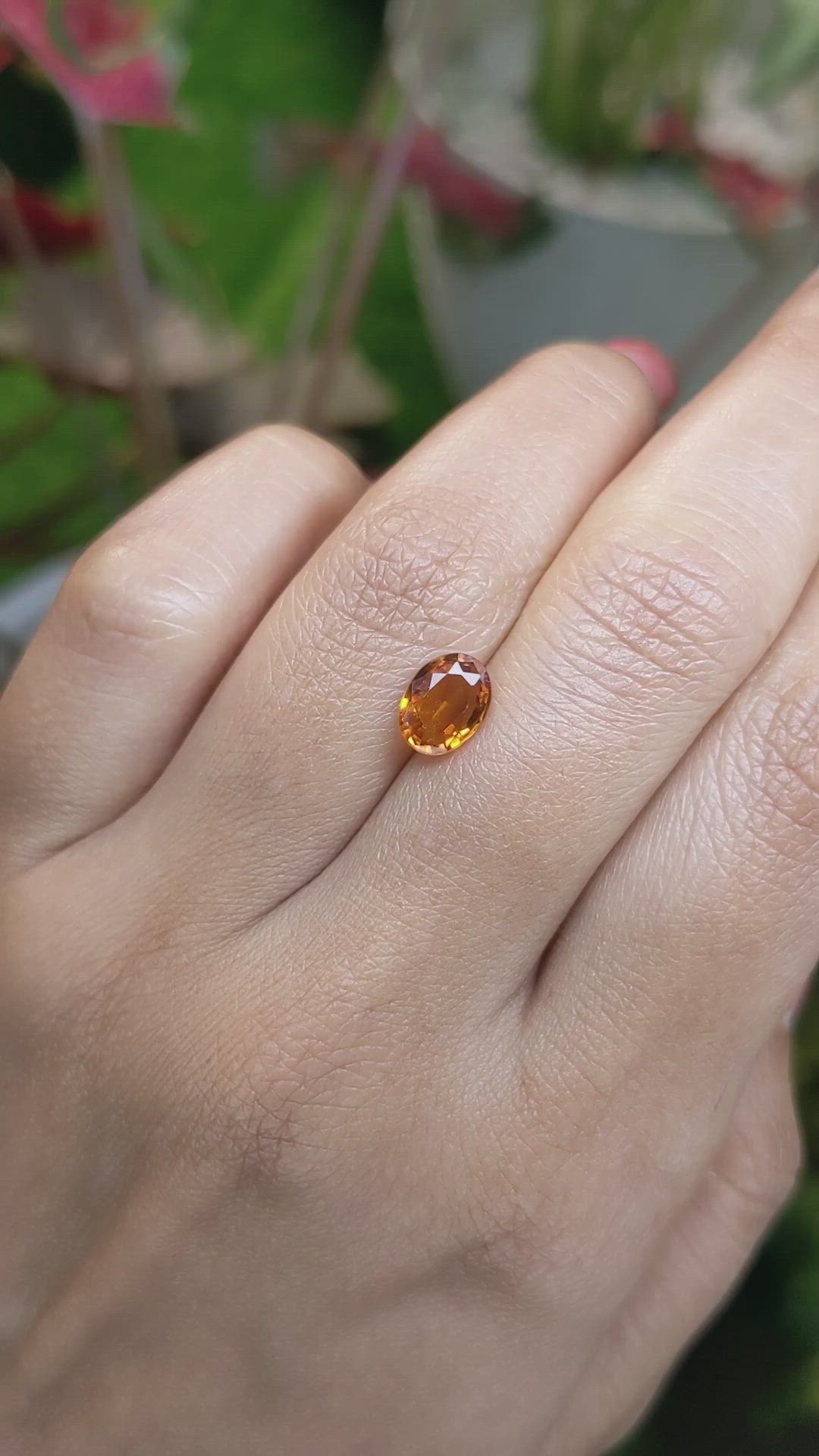 1.33 Ct. Orange Hessonite Garnet from Madagascar Size Video