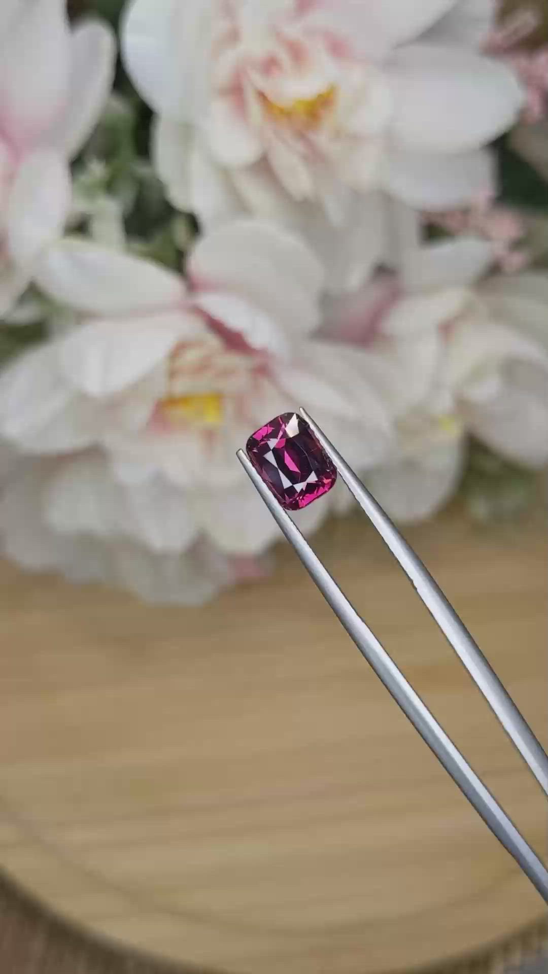 2.67 Ct. Pinkish Purple Rhodolite Garnet from Madagascar Size Video