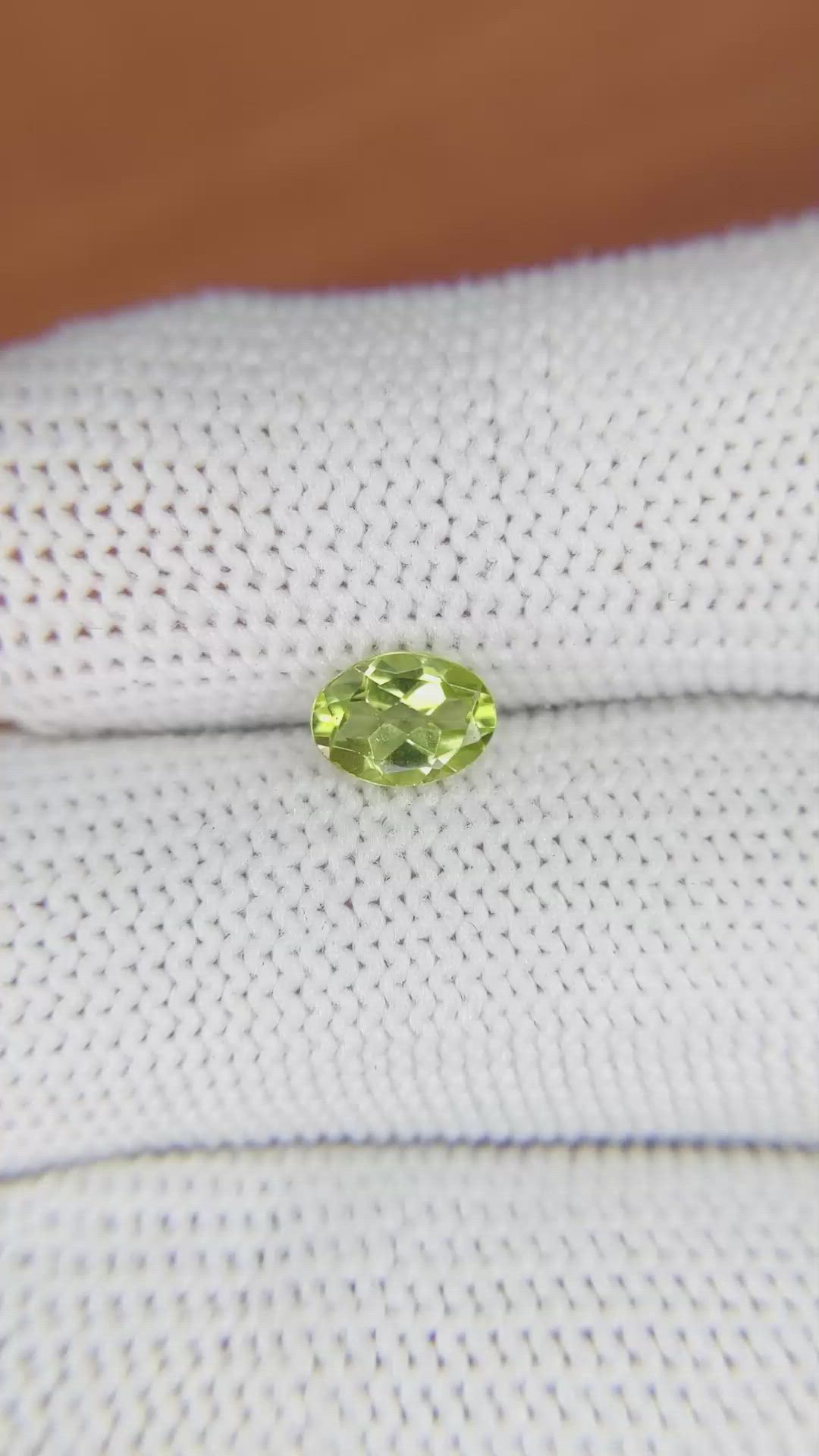 0.73 Ct. Yellowish Green Peridot from Pakistan Size Video