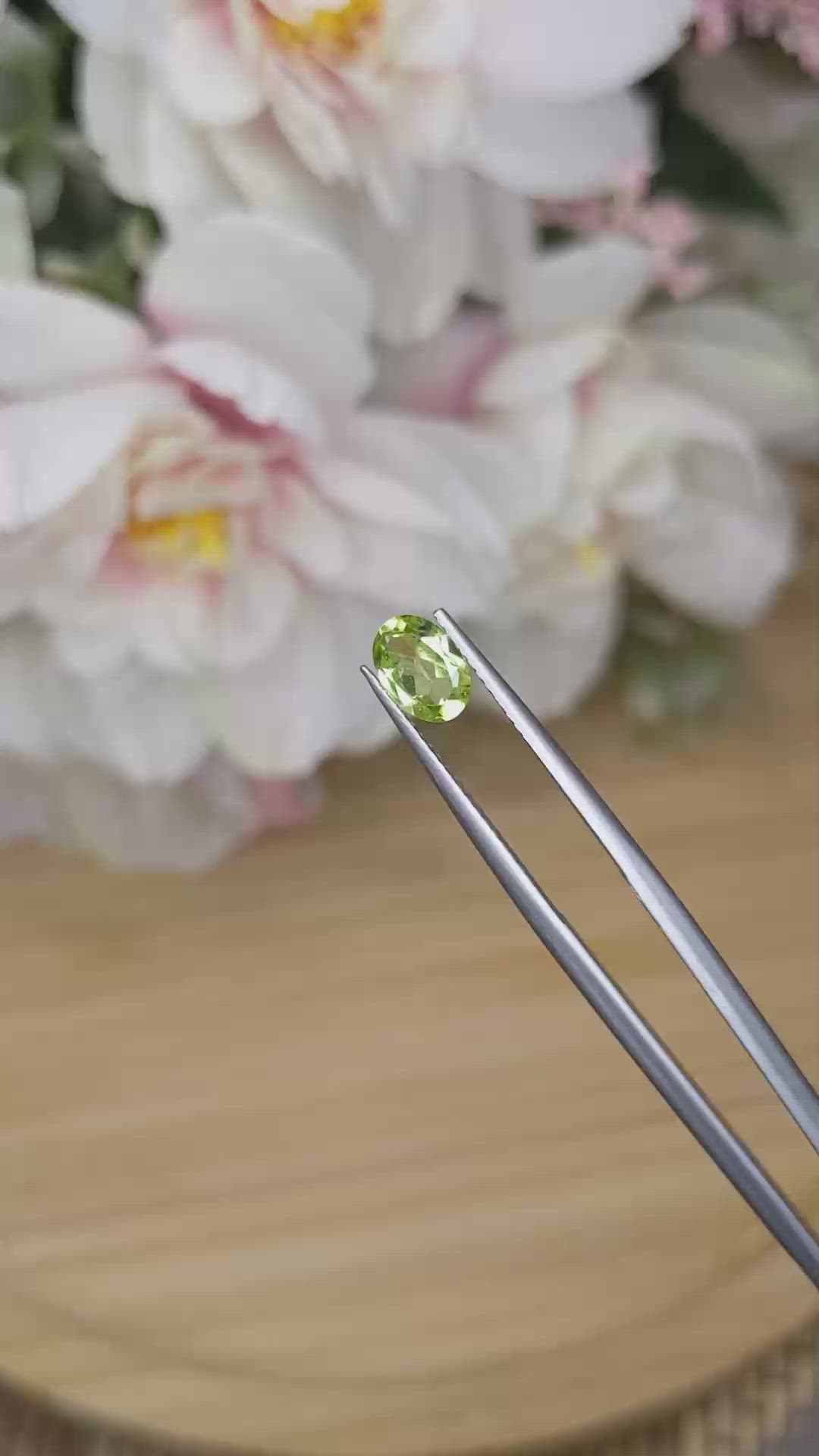 0.78 Ct. Yellowish Green Peridot from Pakistan Size Video