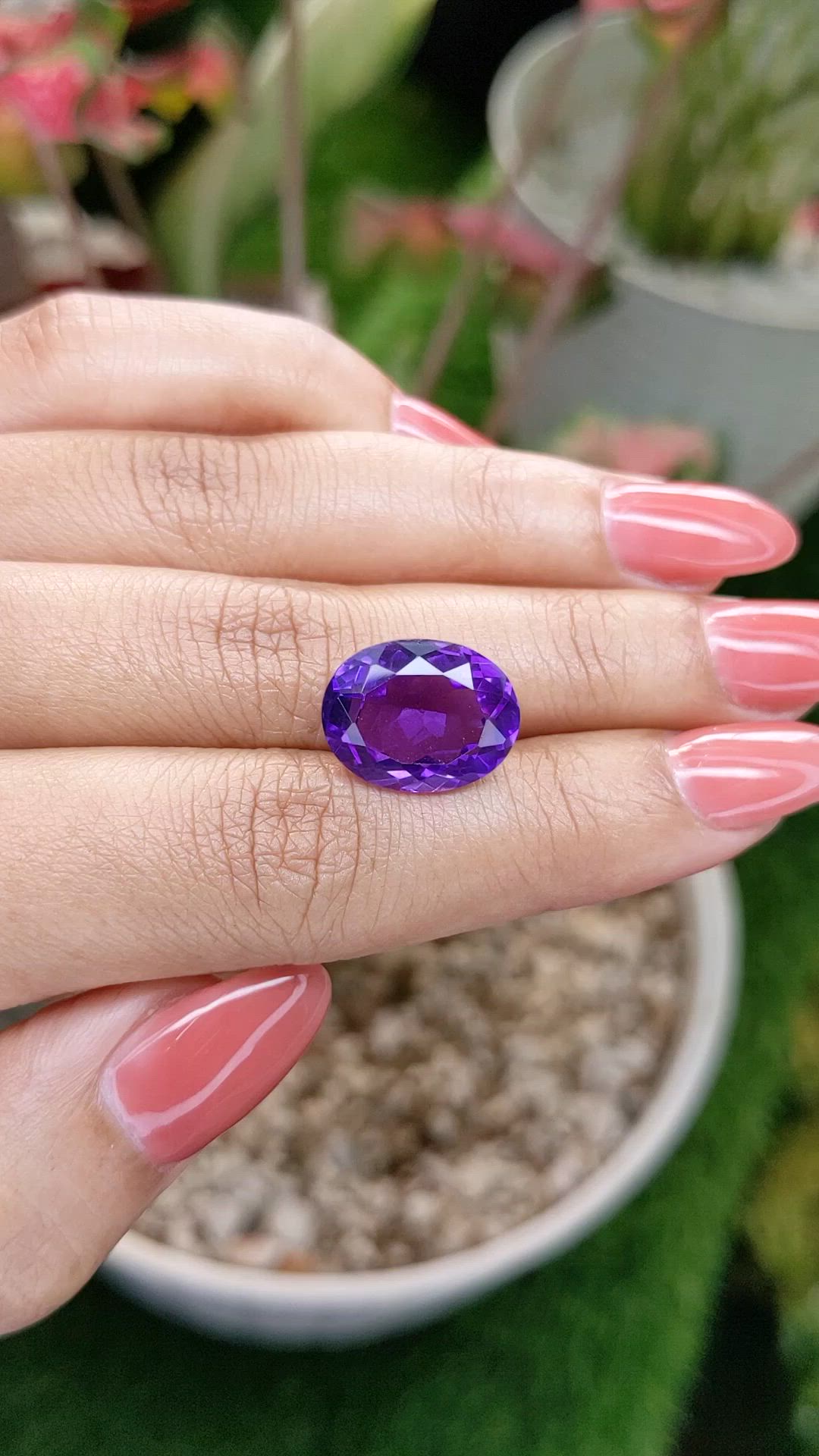 8.96 Ct. Purple Amethyst from Ceylon (Sri Lanka) Size Video