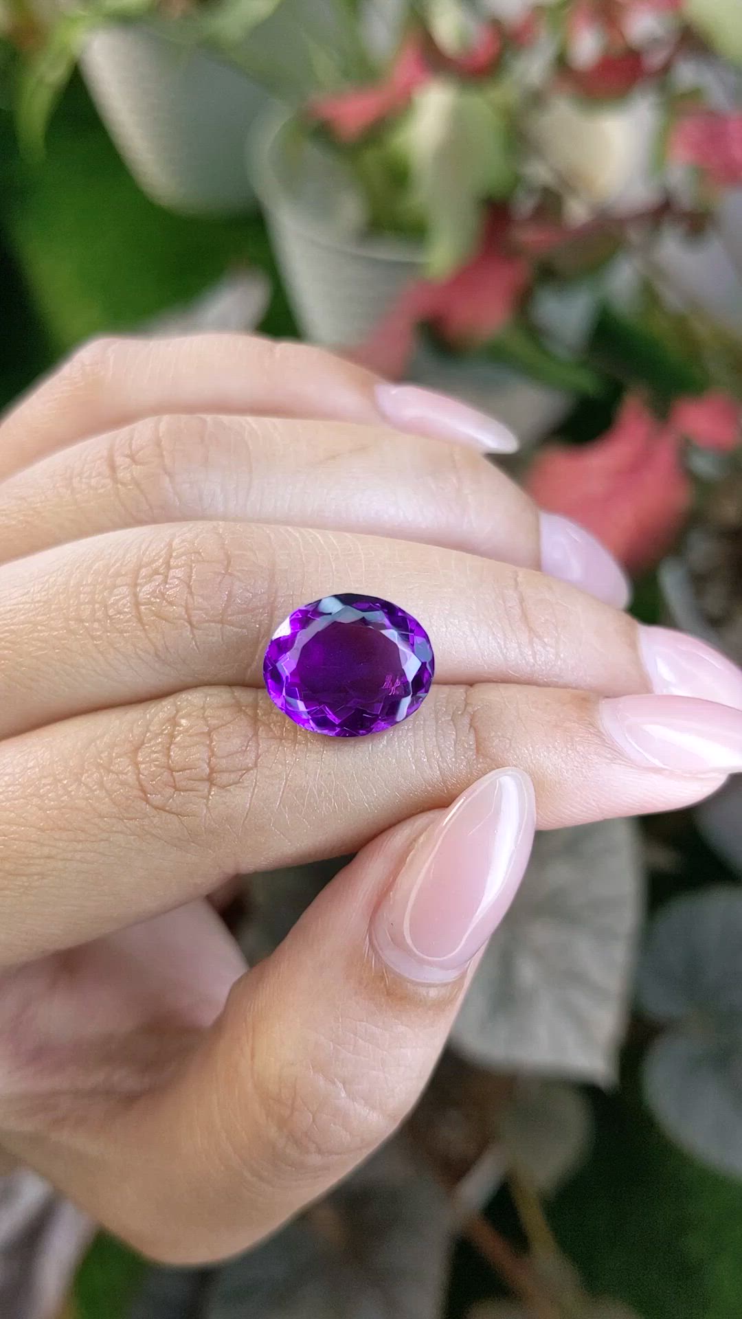 7.74 Ct. Purple Amethyst from Ceylon (Sri Lanka) Size Video