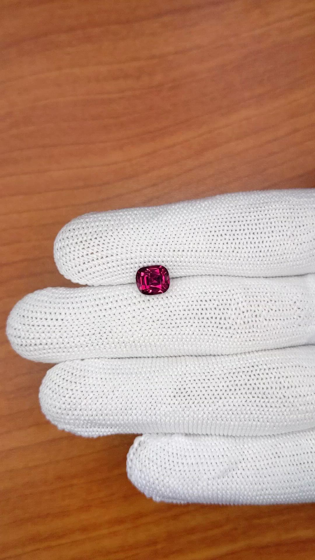 1.92 Ct. Purplish Red Rhodolite Garnet from Ceylon (Sri Lanka) Size Video