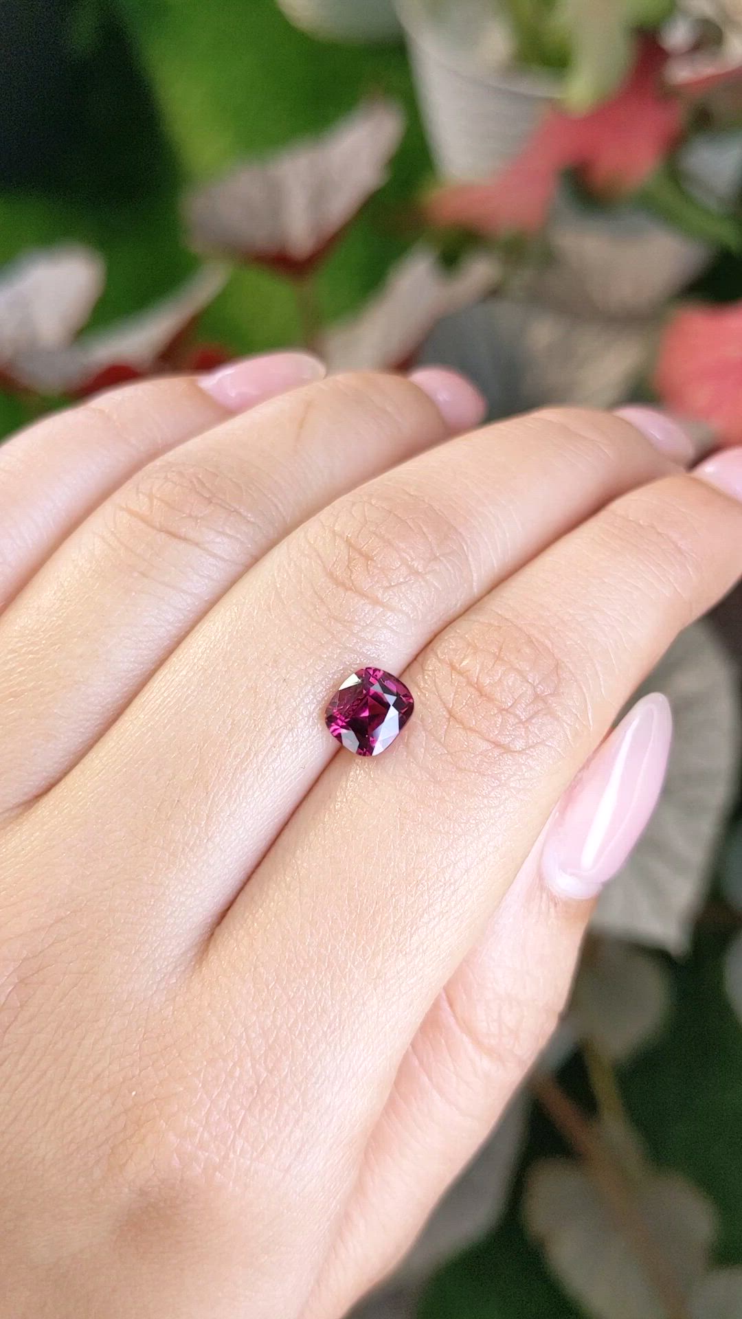 1.92 Ct. Purplish Red Rhodolite Garnet from Ceylon (Sri Lanka) Size Video