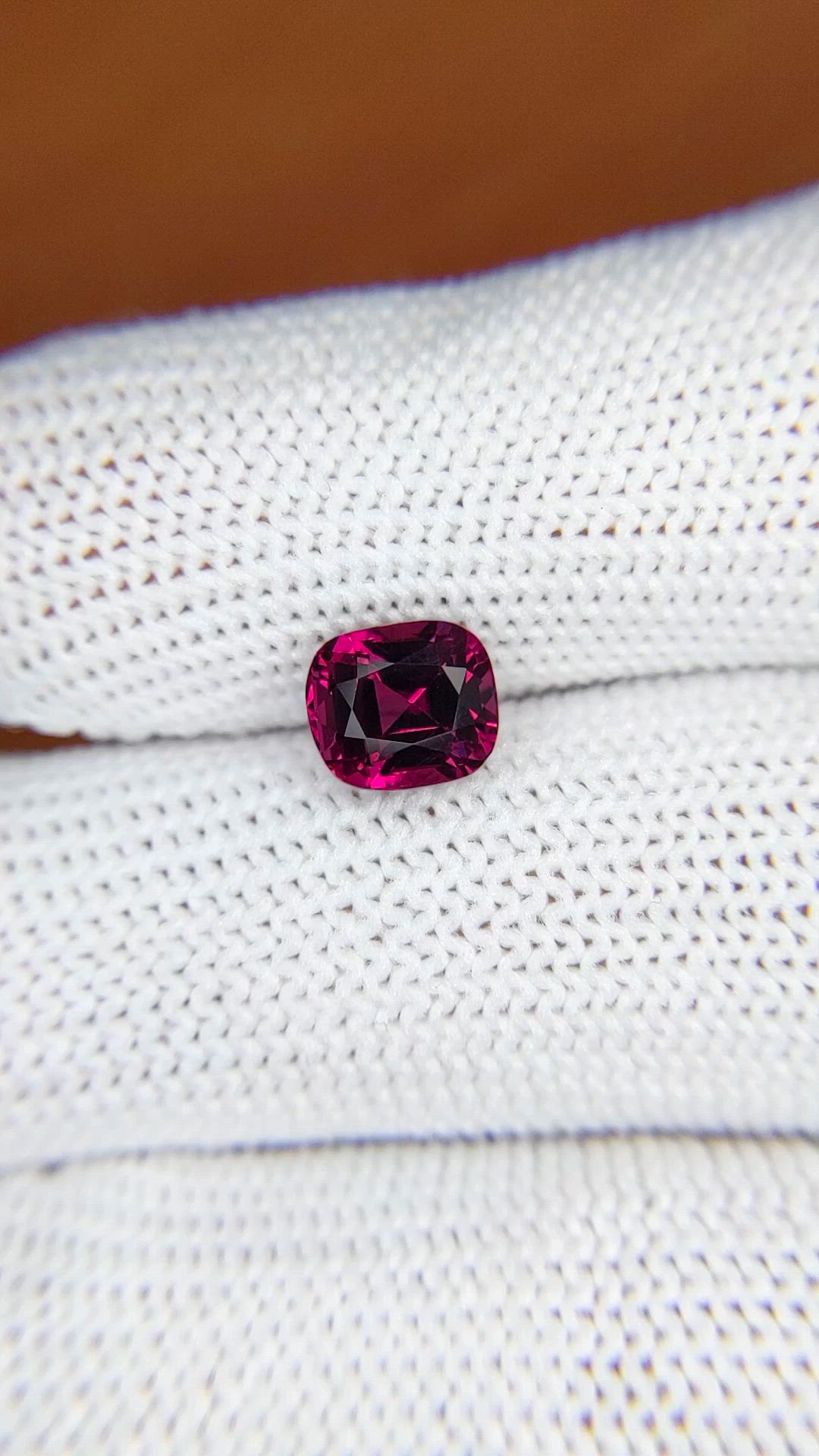 1.92 Ct. Purplish Red Rhodolite Garnet from Ceylon (Sri Lanka) Size Video