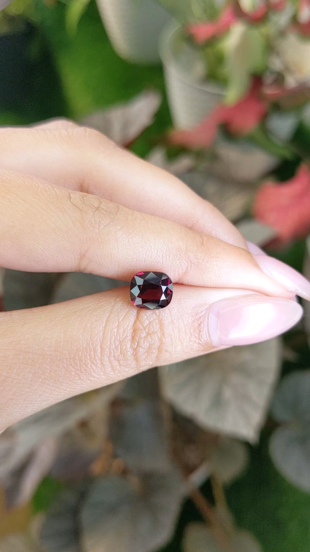 3.34 Ct. Red Garnet from Ceylon (Sri Lanka) Size Video