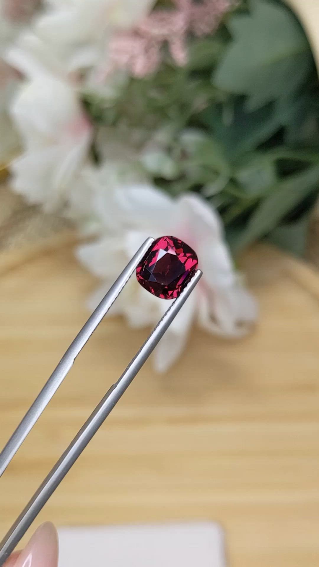 3.34 Ct. Red Garnet from Ceylon (Sri Lanka) Size Video