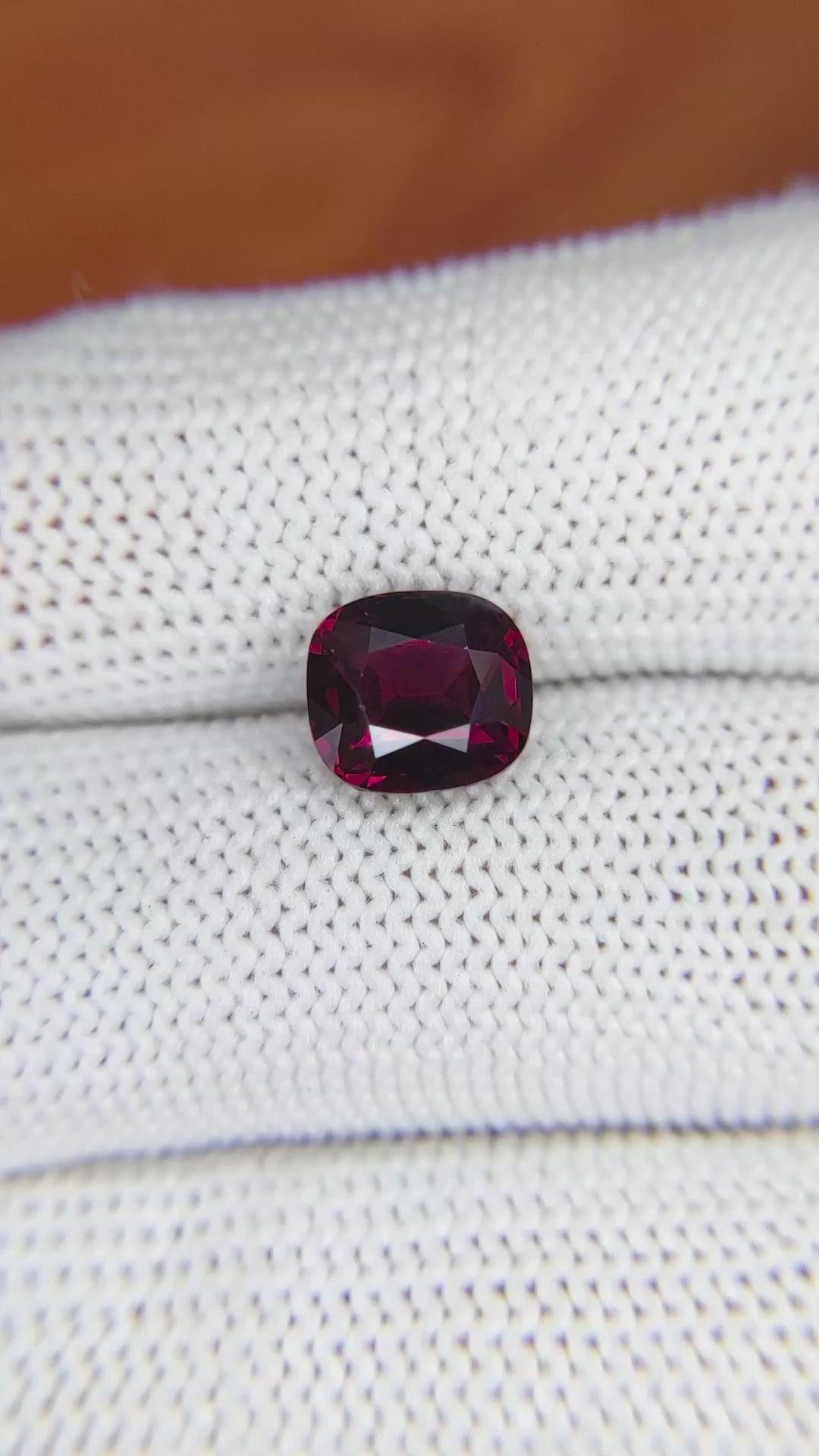 3.34 Ct. Red Garnet from Ceylon (Sri Lanka) Size Video