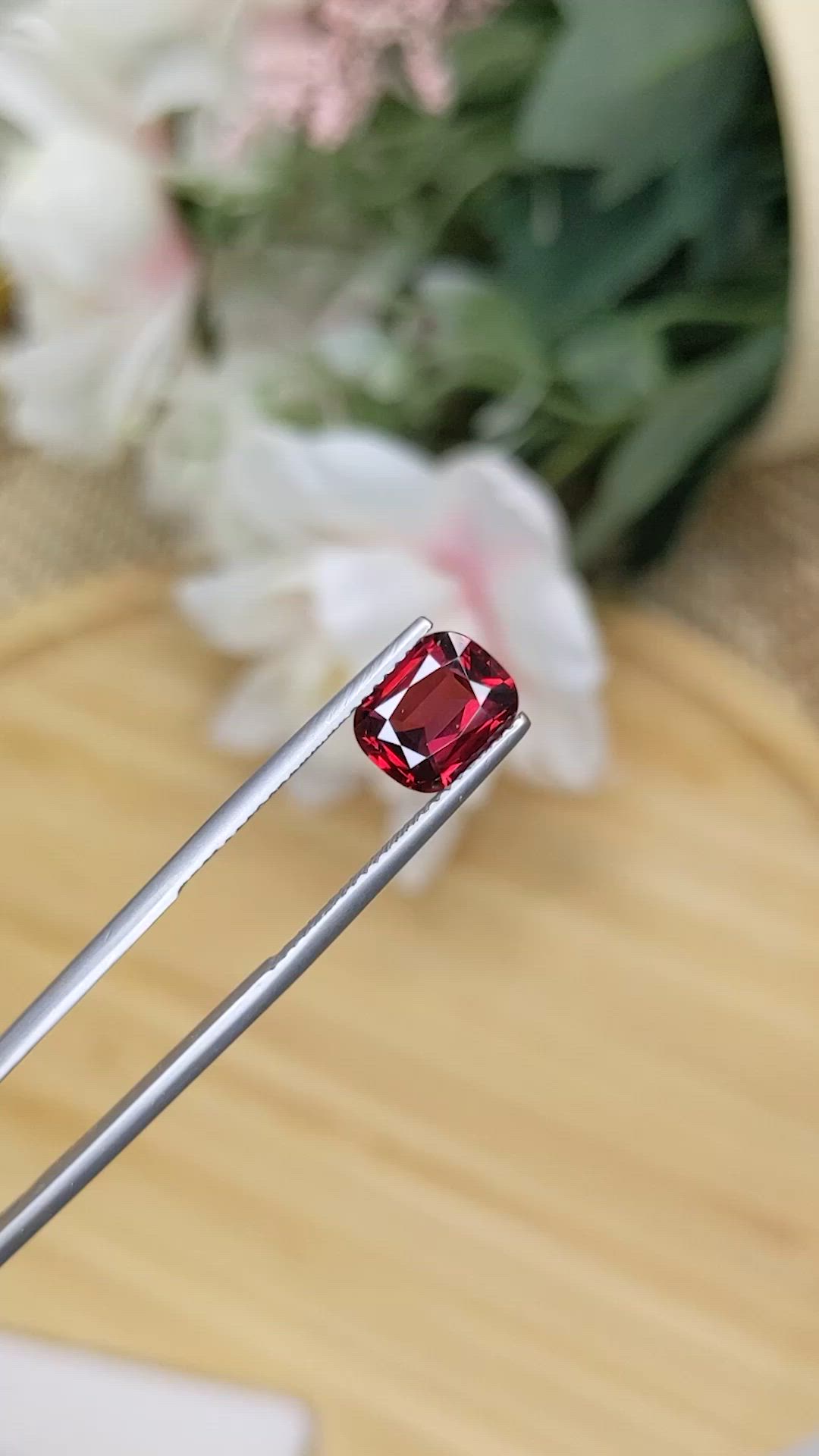 2.53 Ct. Red Garnet from Ceylon (Sri Lanka) Size Video