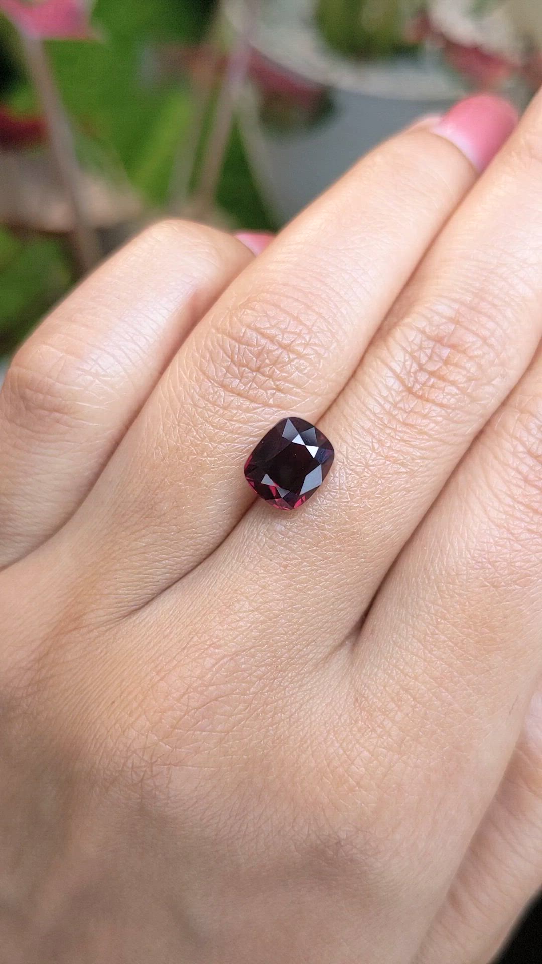3.72 Ct. Purplish Red Garnet from Ceylon (Sri Lanka) Size Video
