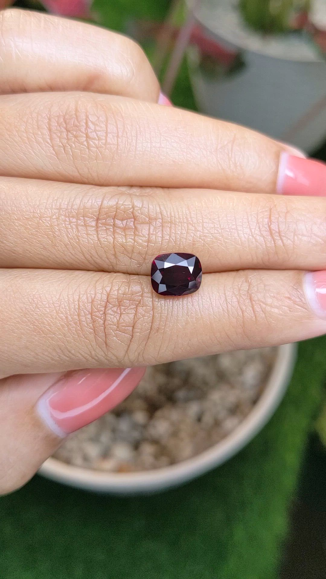 3.72 Ct. Purplish Red Garnet from Ceylon (Sri Lanka) Size Video