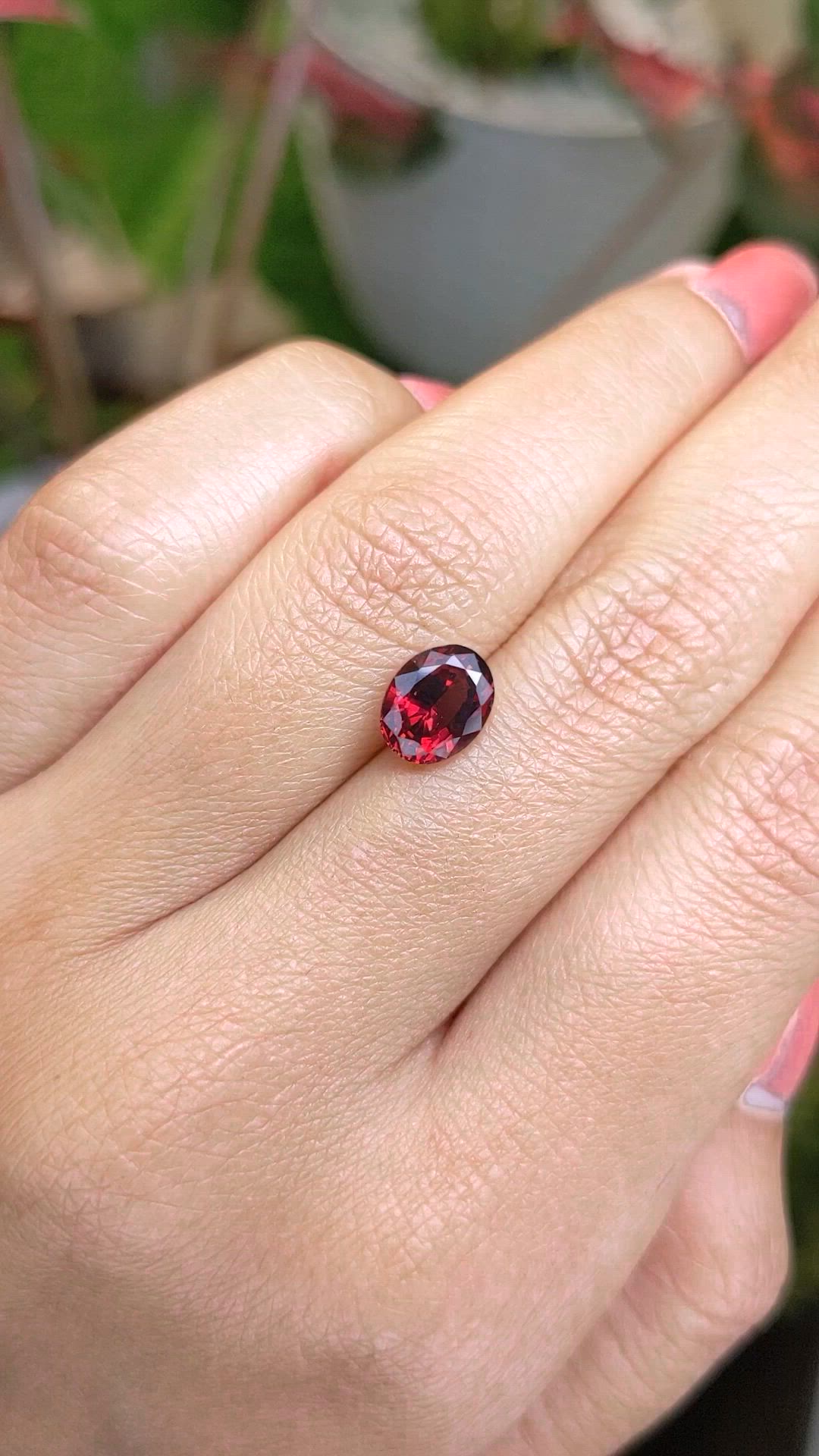 2.03 Ct. Red Garnet from Ceylon (Sri Lanka) Size Video