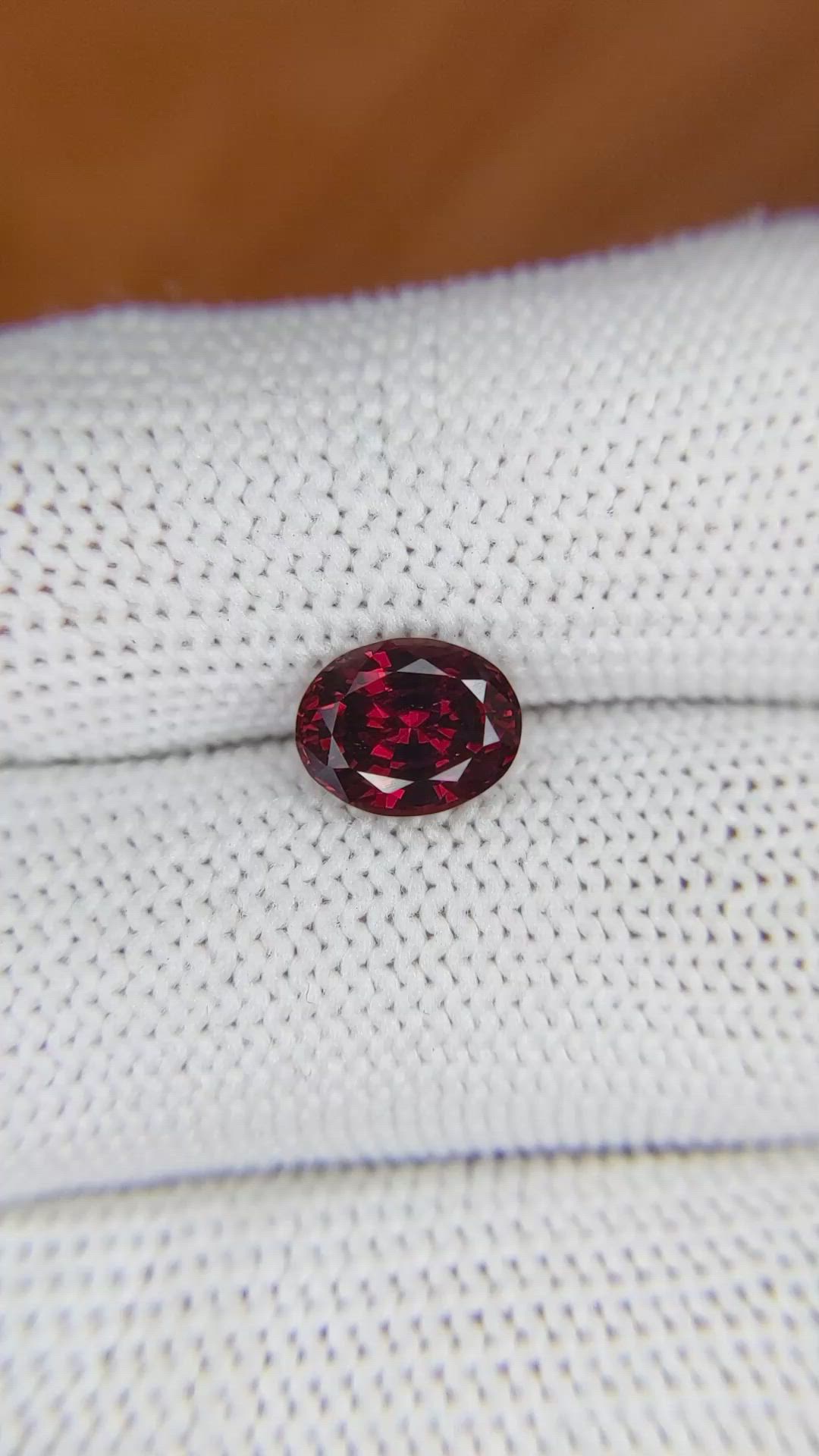 2.03 Ct. Red Garnet from Ceylon (Sri Lanka) Size Video