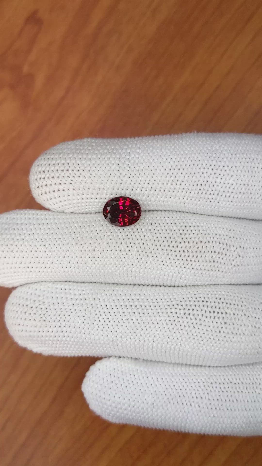 2.03 Ct. Red Garnet from Ceylon (Sri Lanka) Size Video