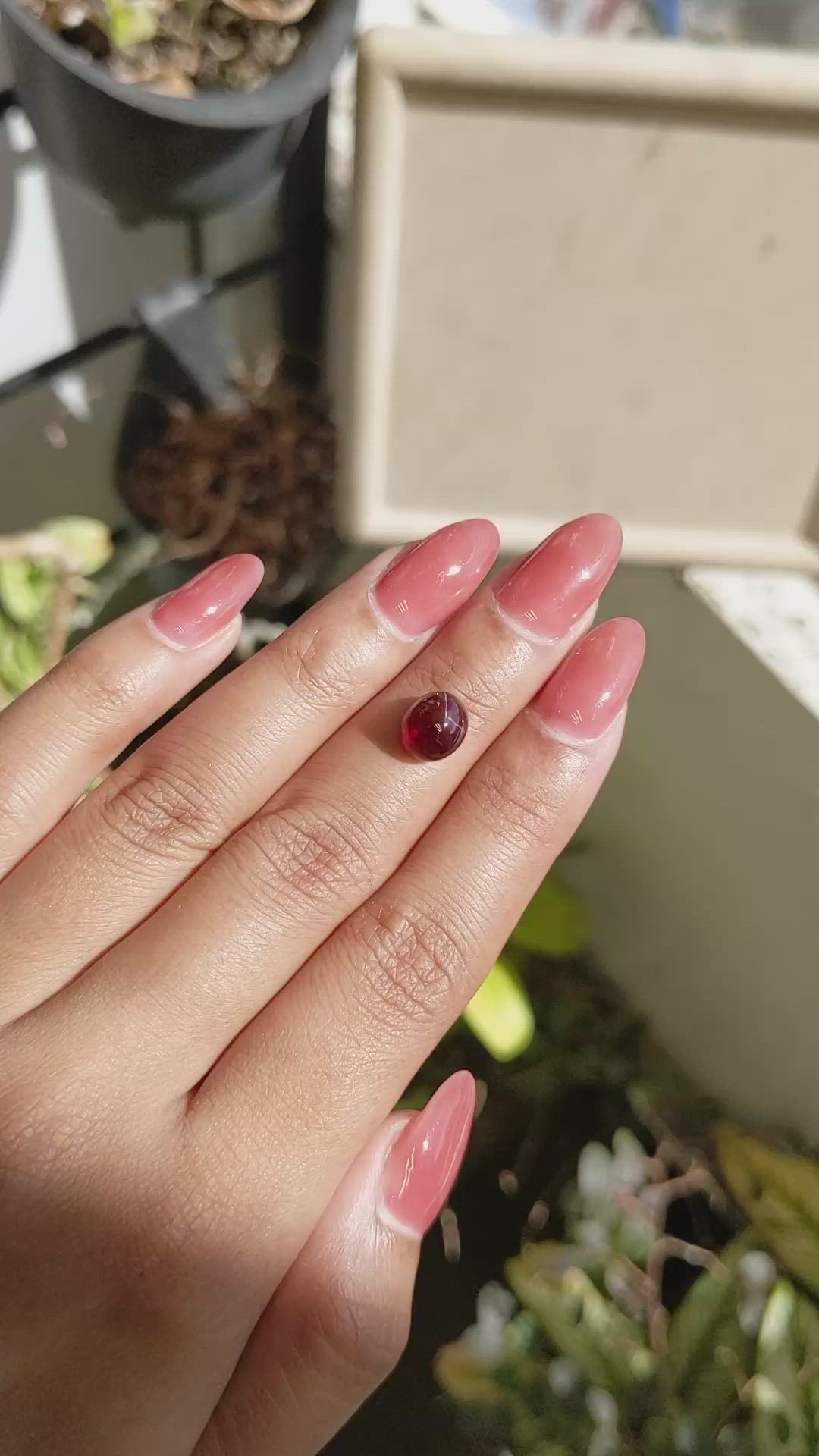 3.86 Ct. Red Cabochon Garnet from Ceylon (Sri Lanka) Size Video