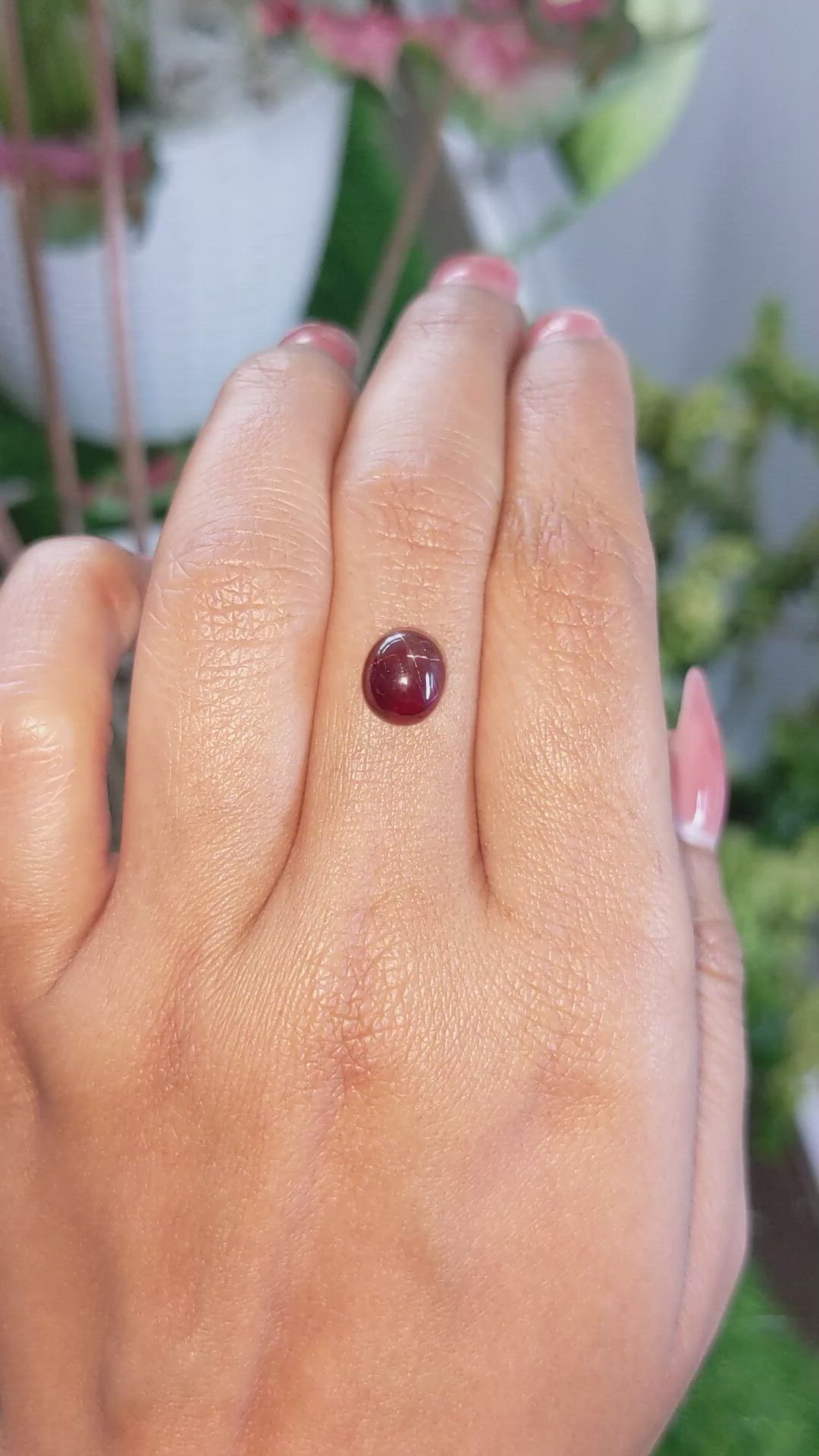 3.86 Ct. Red Cabochon Garnet from Ceylon (Sri Lanka) Size Video