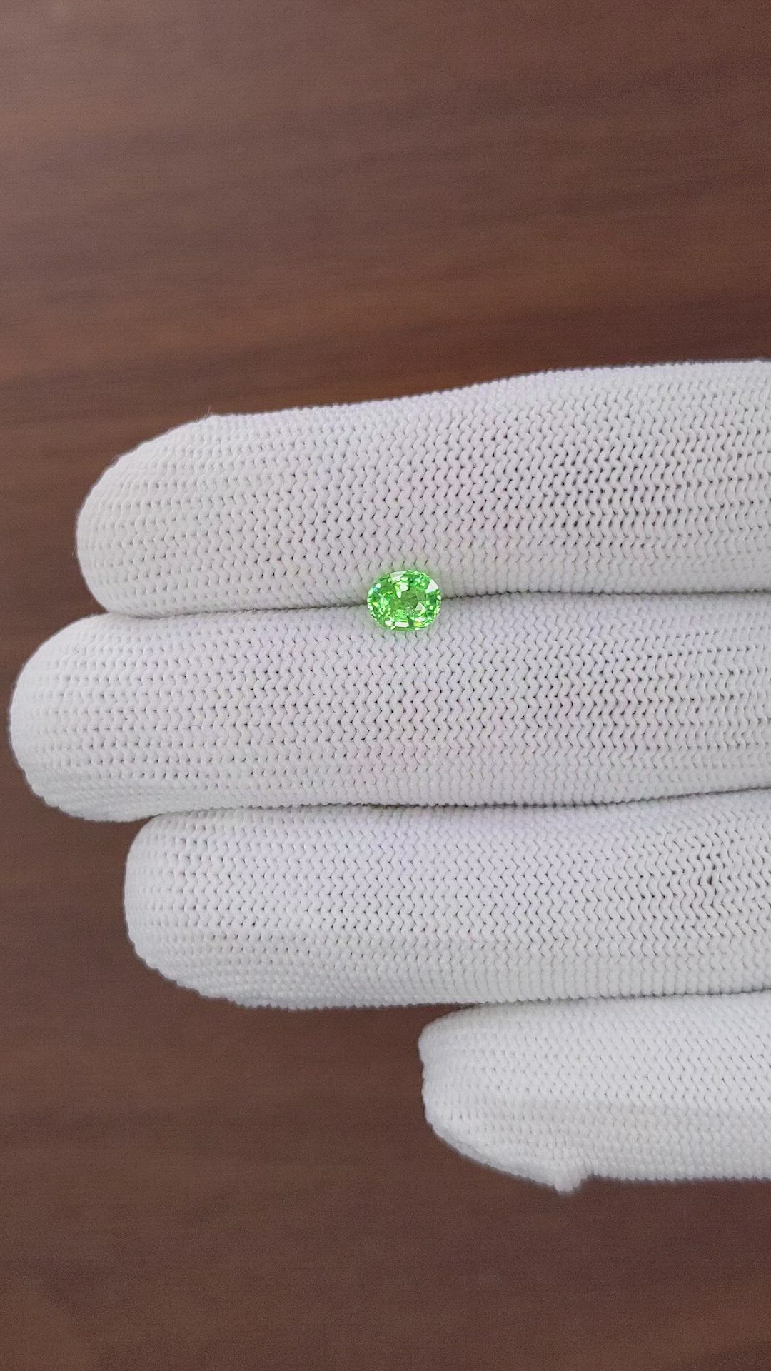 0.74 Ct. Tsavorite Garnet from Tanzania Size Video