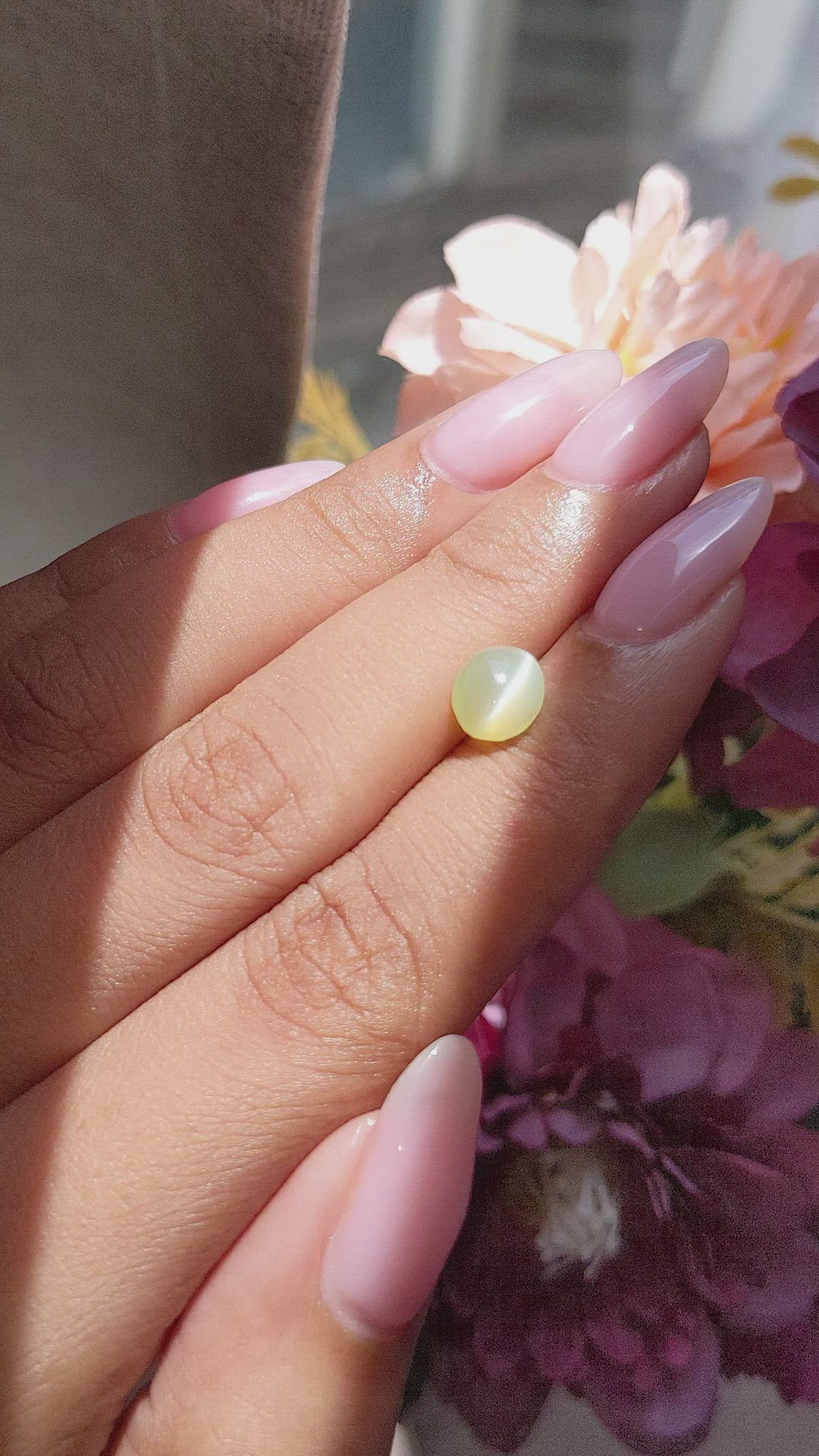 1.65 Ct. Yellowish Green Cabochon Chrysoberyl from Tanzania Size Video