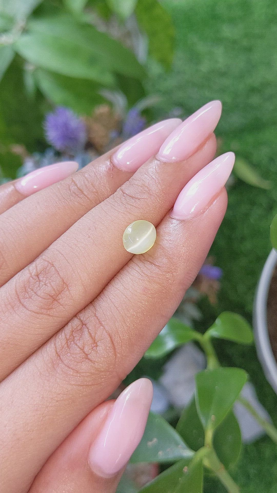 1.65 Ct. Yellowish Green Cabochon Chrysoberyl from Tanzania Size Video