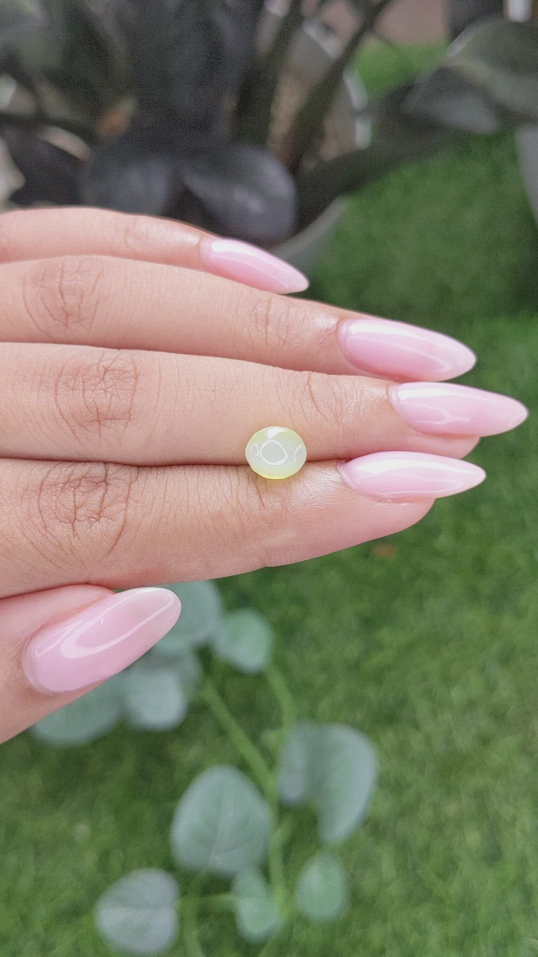 1.65 Ct. Yellowish Green Cabochon Chrysoberyl from Tanzania Size Video