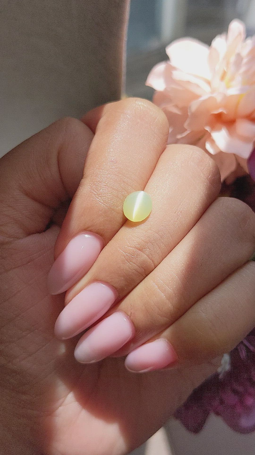 1.65 Ct. Yellowish Green Cabochon Chrysoberyl from Tanzania Size Video