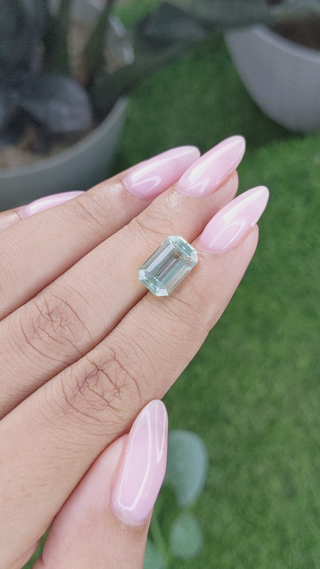 3.74 Ct. Bluish Green Aquamarine from Tanzania Size Video